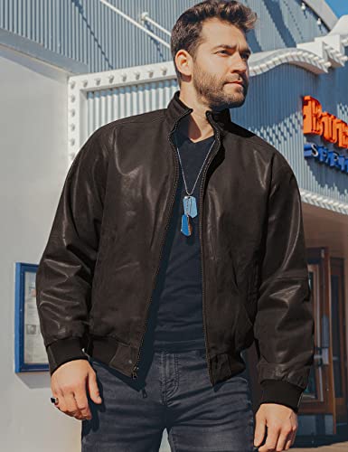 Men's Genuine Leather Bomber Casual Jacket