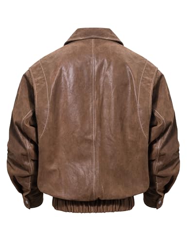 Men Genuine Leather Bomber Jacket Casual Fall Winter