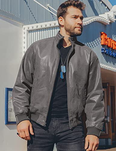 Men's Genuine Leather Bomber Casual Jacket