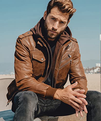 Men Brown Genuine Leather Motorcycle Jacket