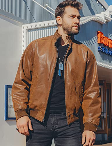 Men's Genuine Leather Bomber Casual Jacket