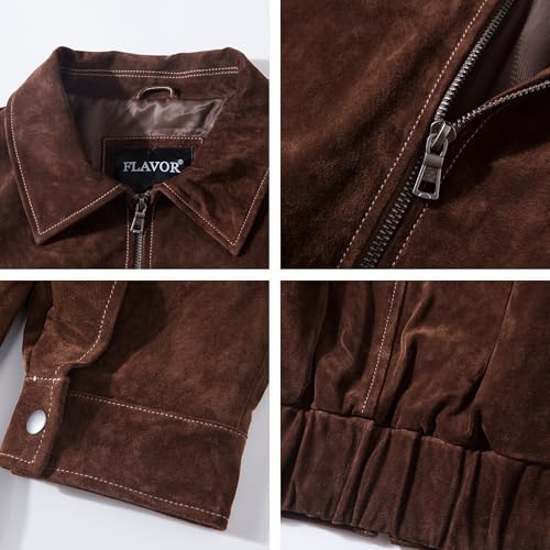 Men Genuine Leather Bomber Jacket Casual Fall Winter