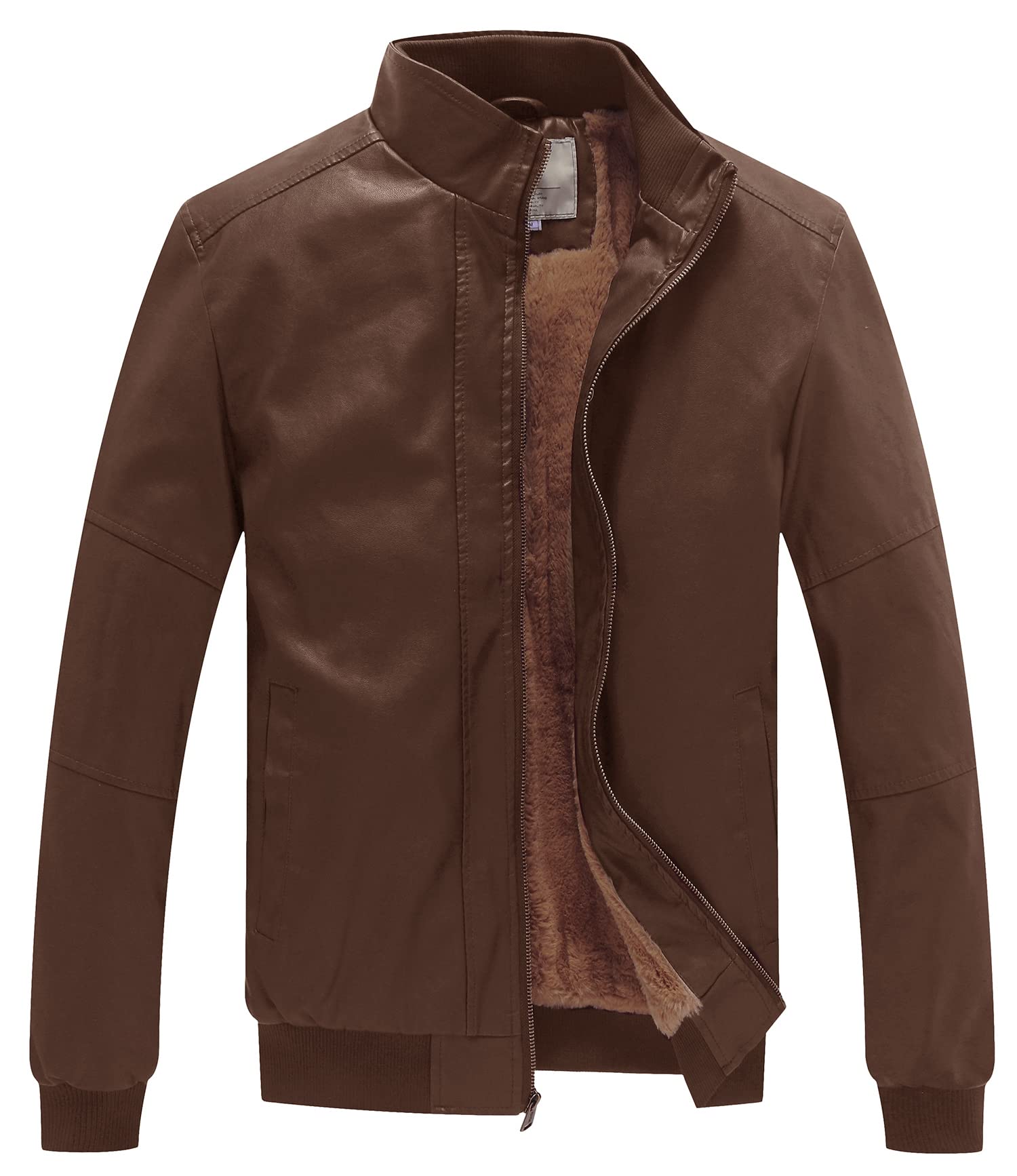 Men's Genuine Leather Jacket Slim Fit Motorcyle Coat Brown
