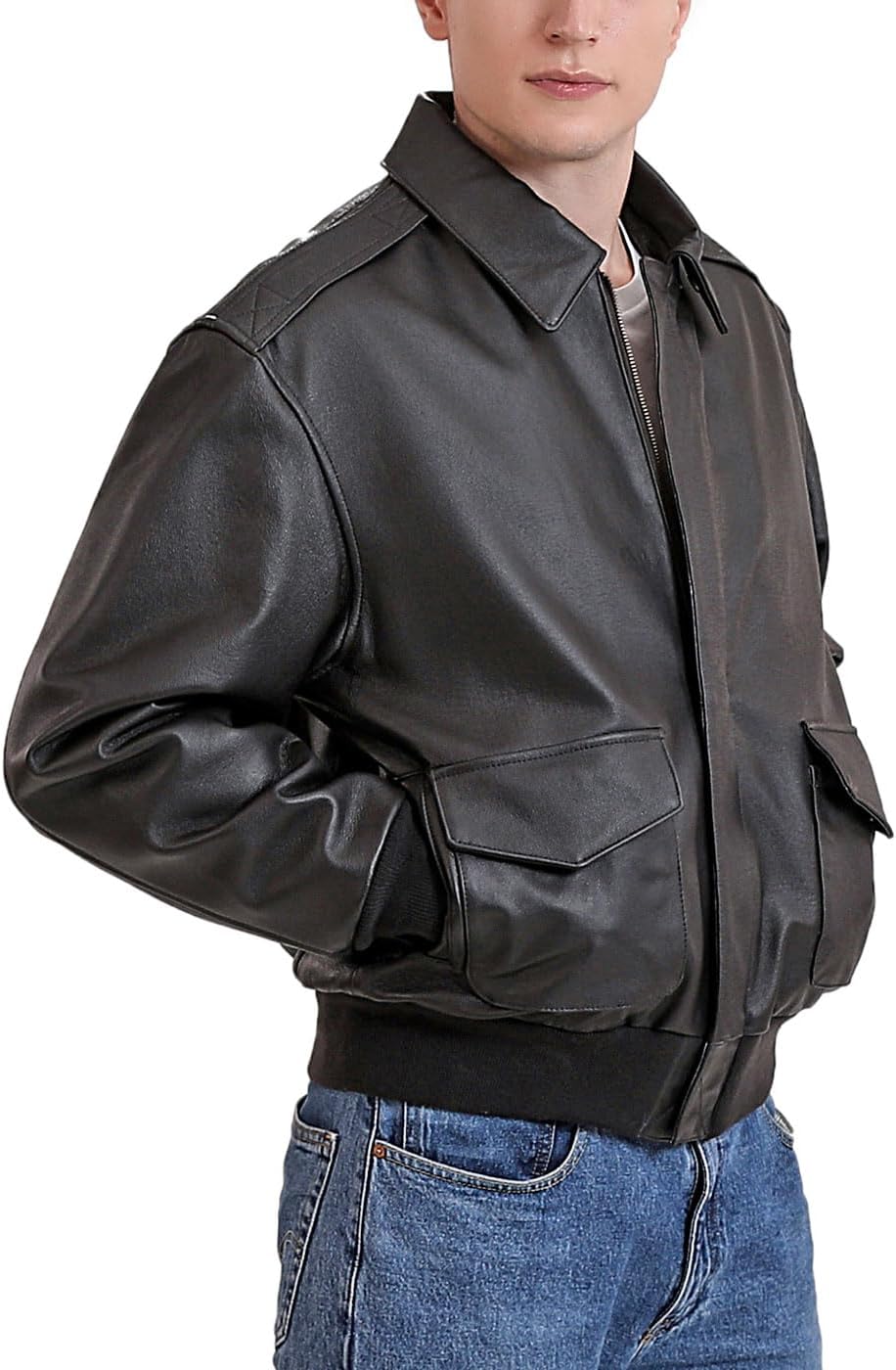 Genuine Leathers Men Air Force A2 Leather Bomber Jacket