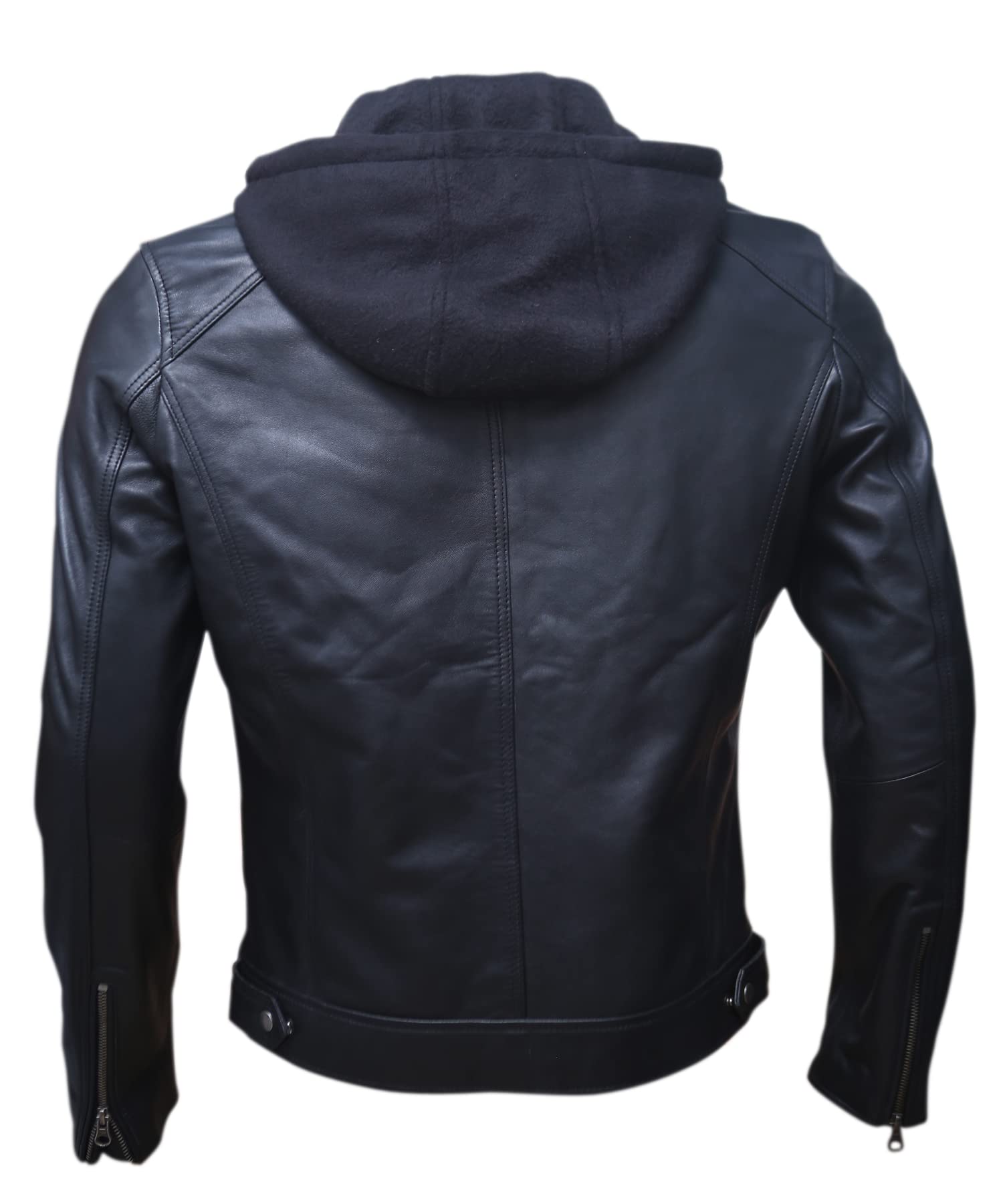 Men’s Genuine Lambskin Motorcycle Leather Jacket Black