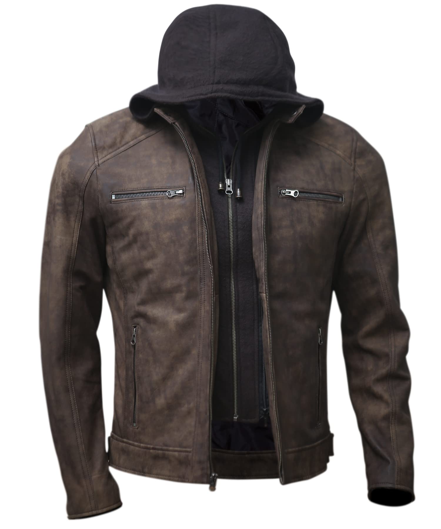 Men’s Genuine Lambskin Motorcycle Leather Jacket Black