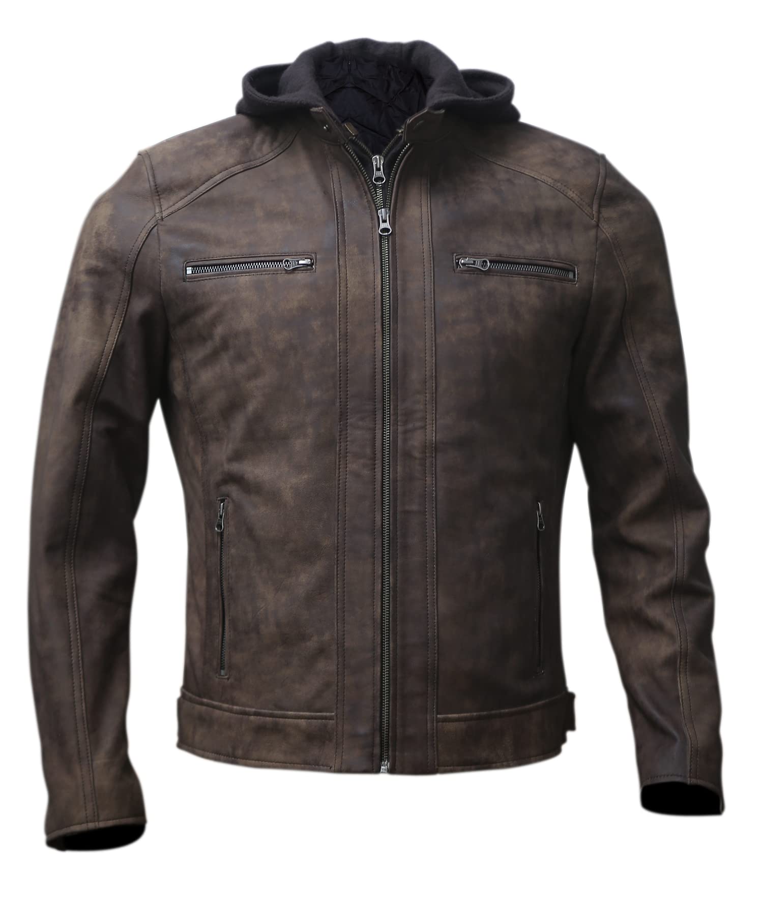 Men’s Genuine Lambskin Motorcycle Leather Jacket Black