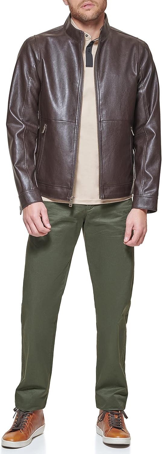 DOCKERS mens The Dylan Faux Leather Racer Jacket