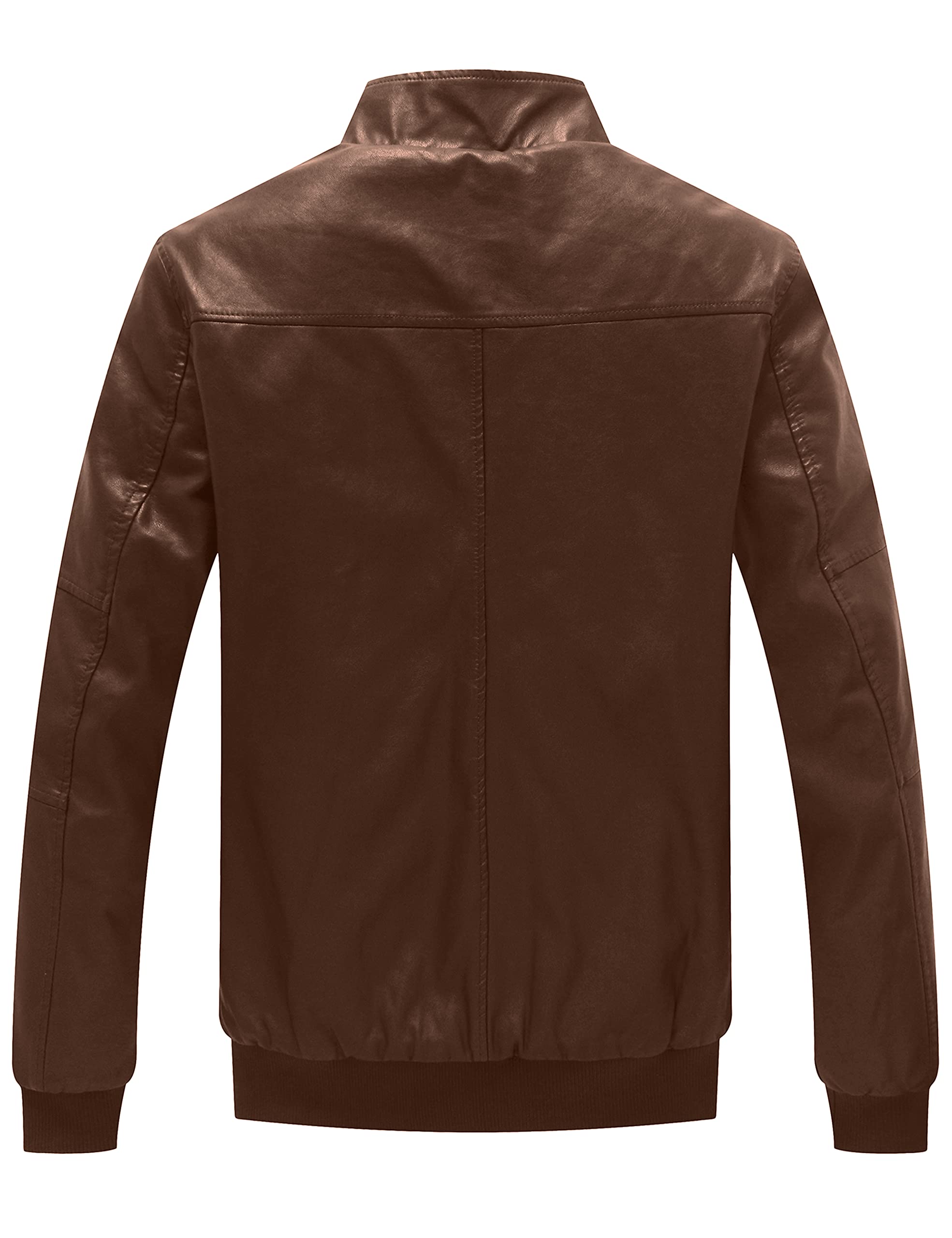 Men's Genuine Leather Jacket Slim Fit Motorcyle Coat Brown