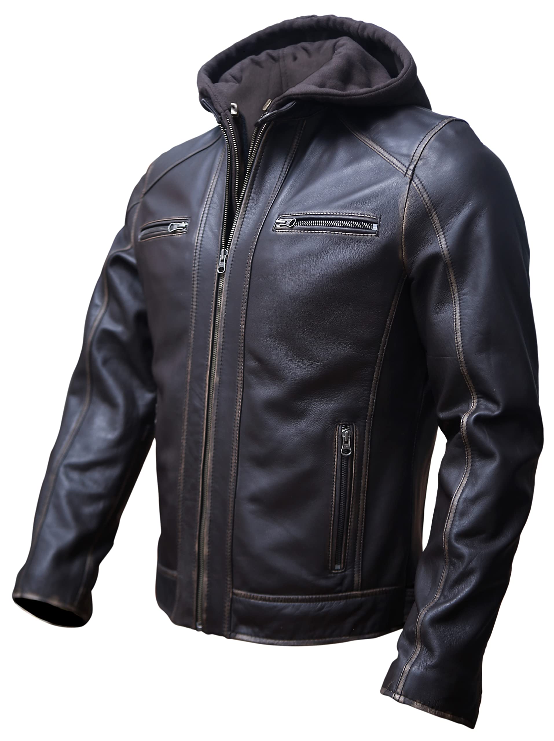 Men’s Genuine Lambskin Motorcycle Leather Jacket Black