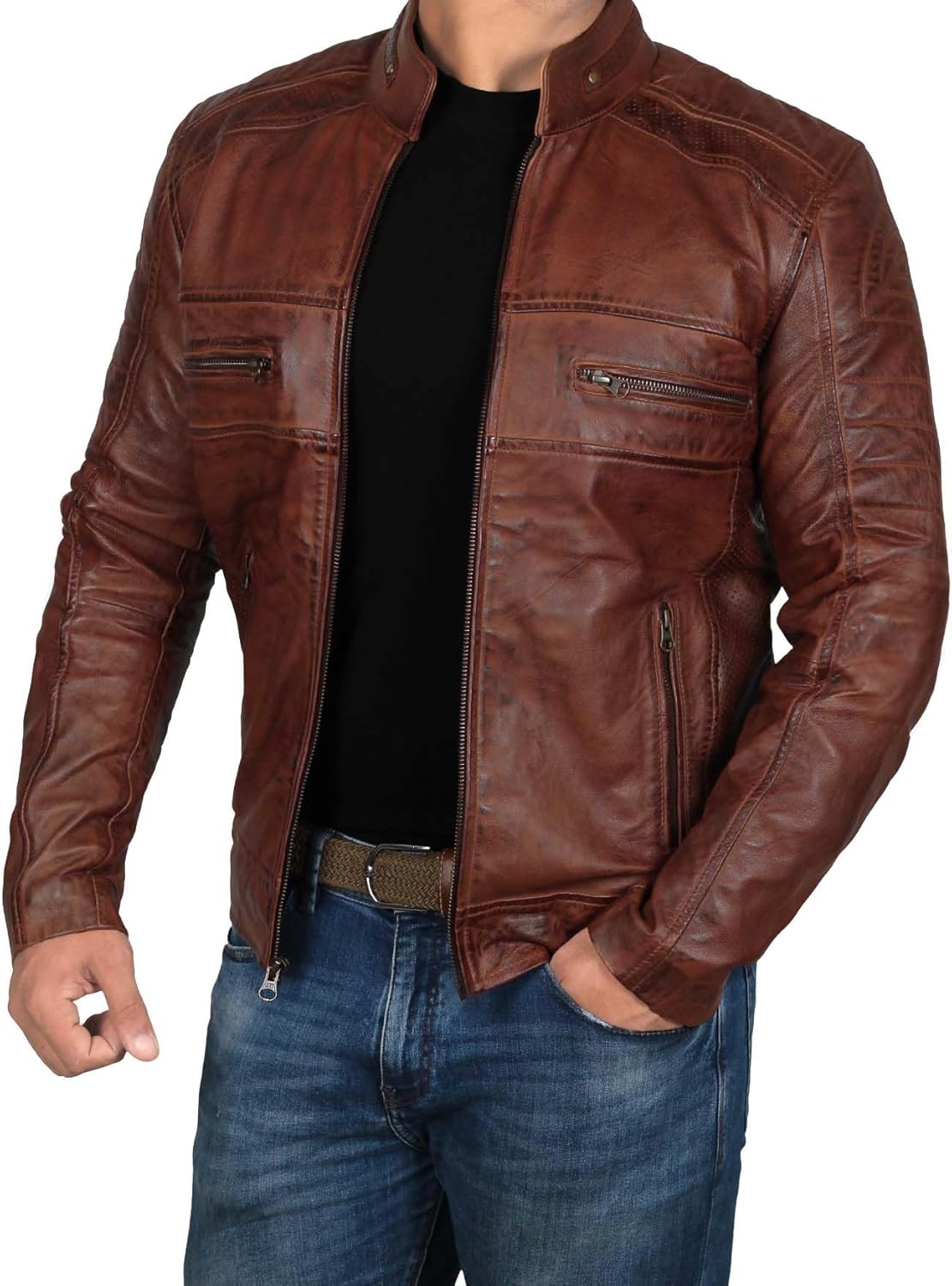  Real Lambskin Cafe Racer Motorcyle Style Leather Jackets 