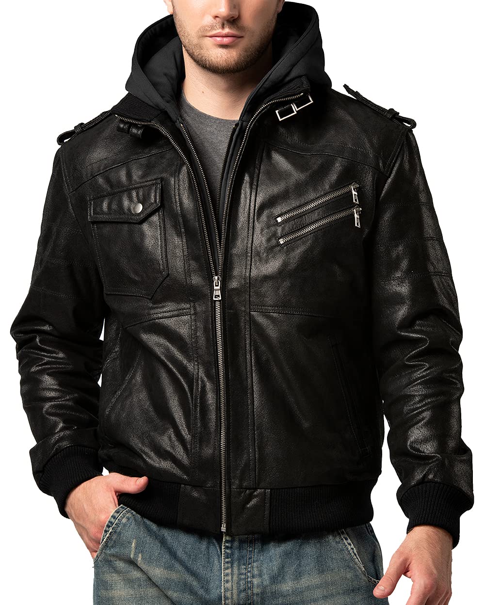 Men Brown Genuine Leather Motorcycle Jacket