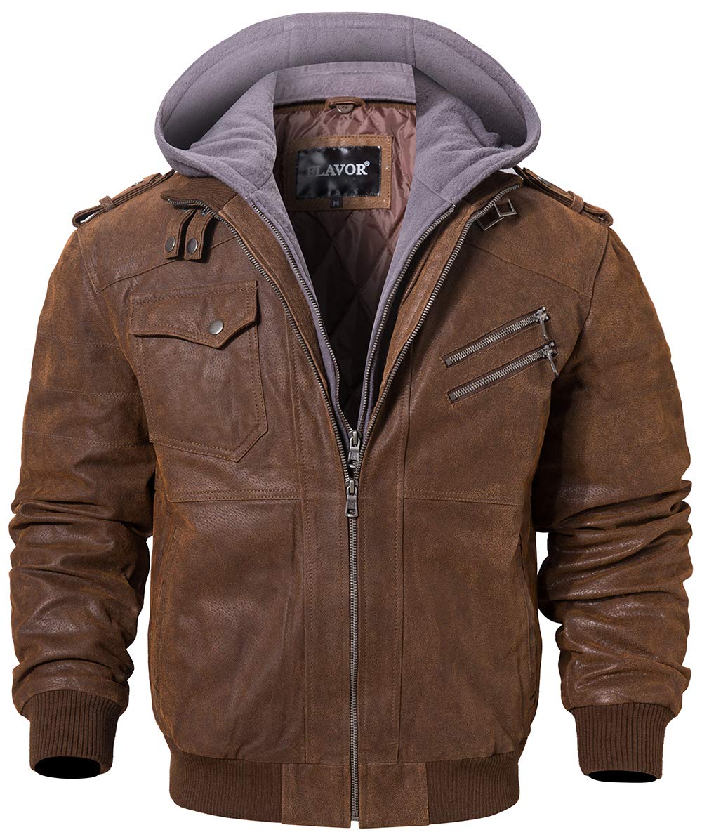 Men Brown Genuine Leather Motorcycle Jacket
