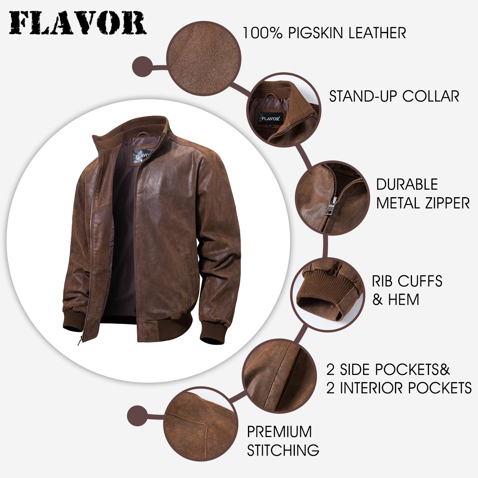 Men's Genuine Leather Bomber Casual Jacket