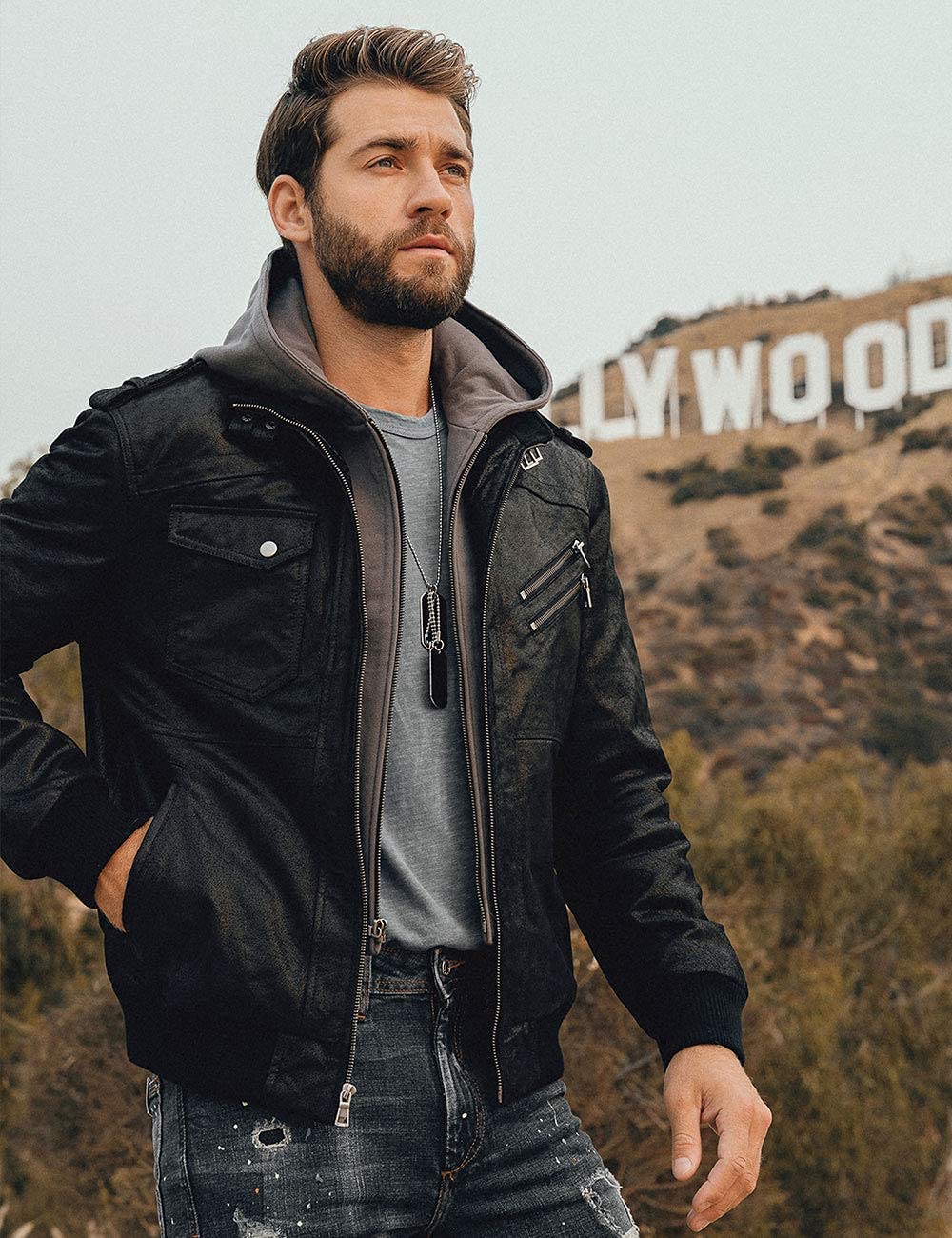 Men Brown Genuine Leather Motorcycle Jacket