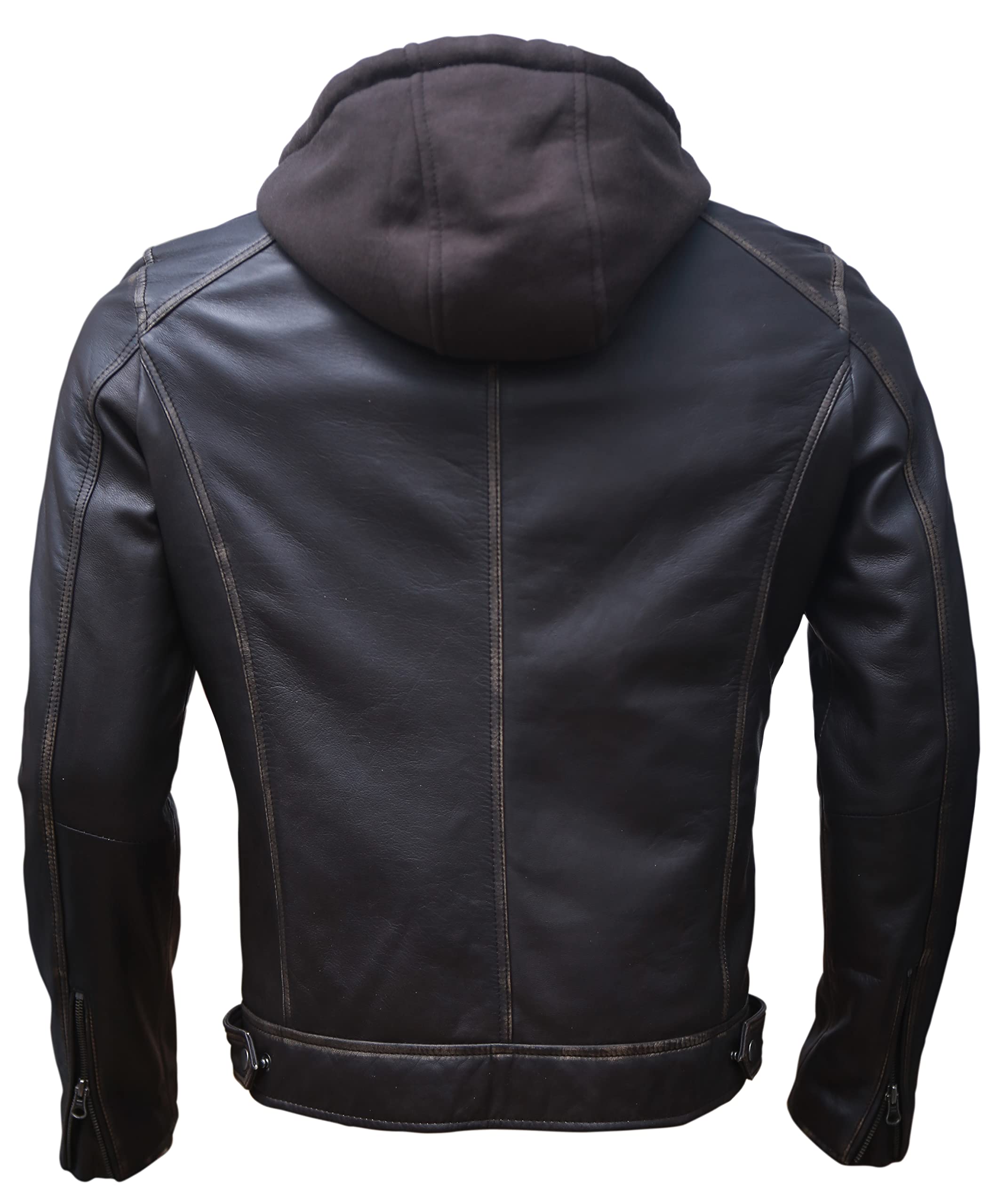 Men’s Genuine Lambskin Motorcycle Leather Jacket Black