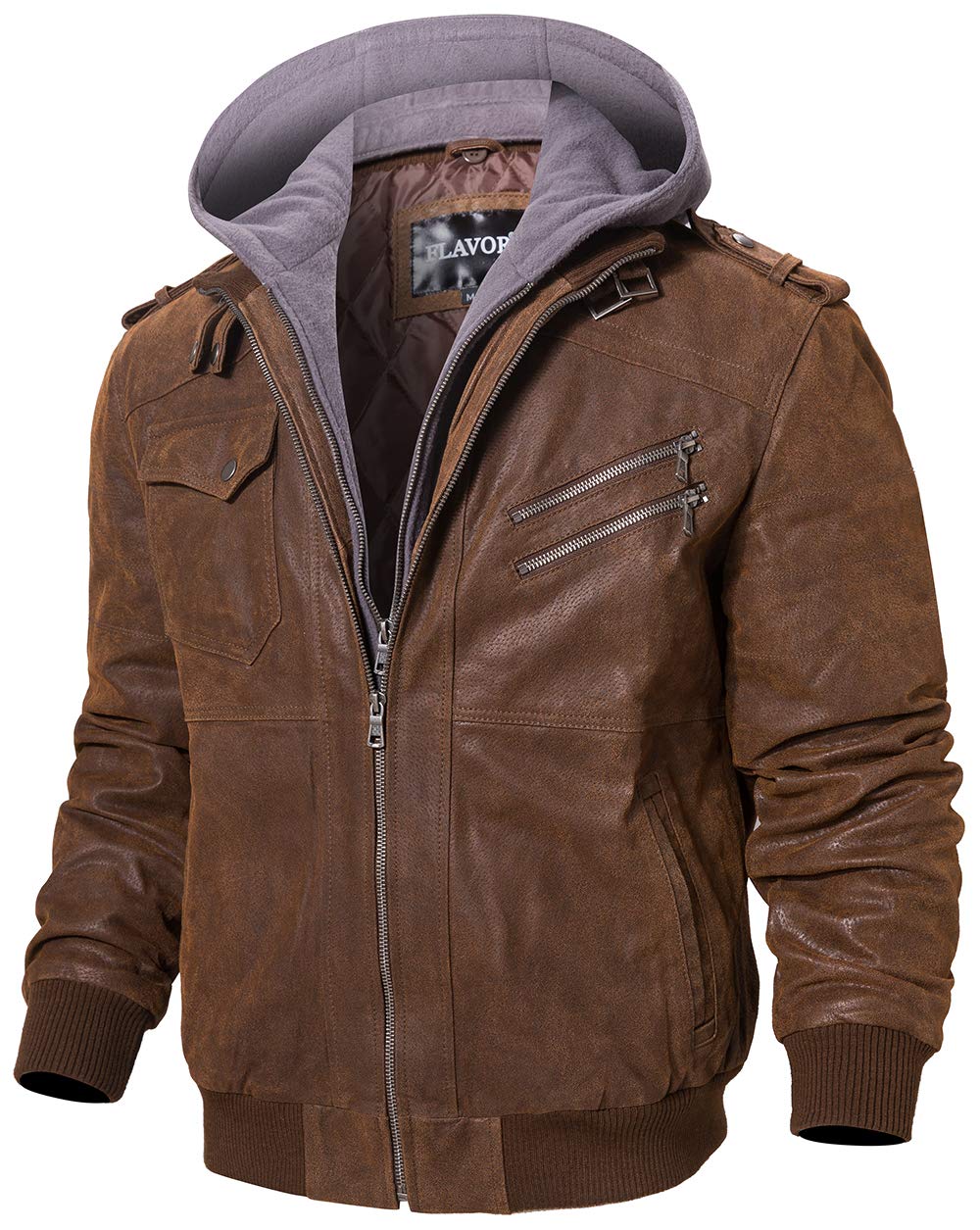 Men Brown Genuine Leather Motorcycle Jacket