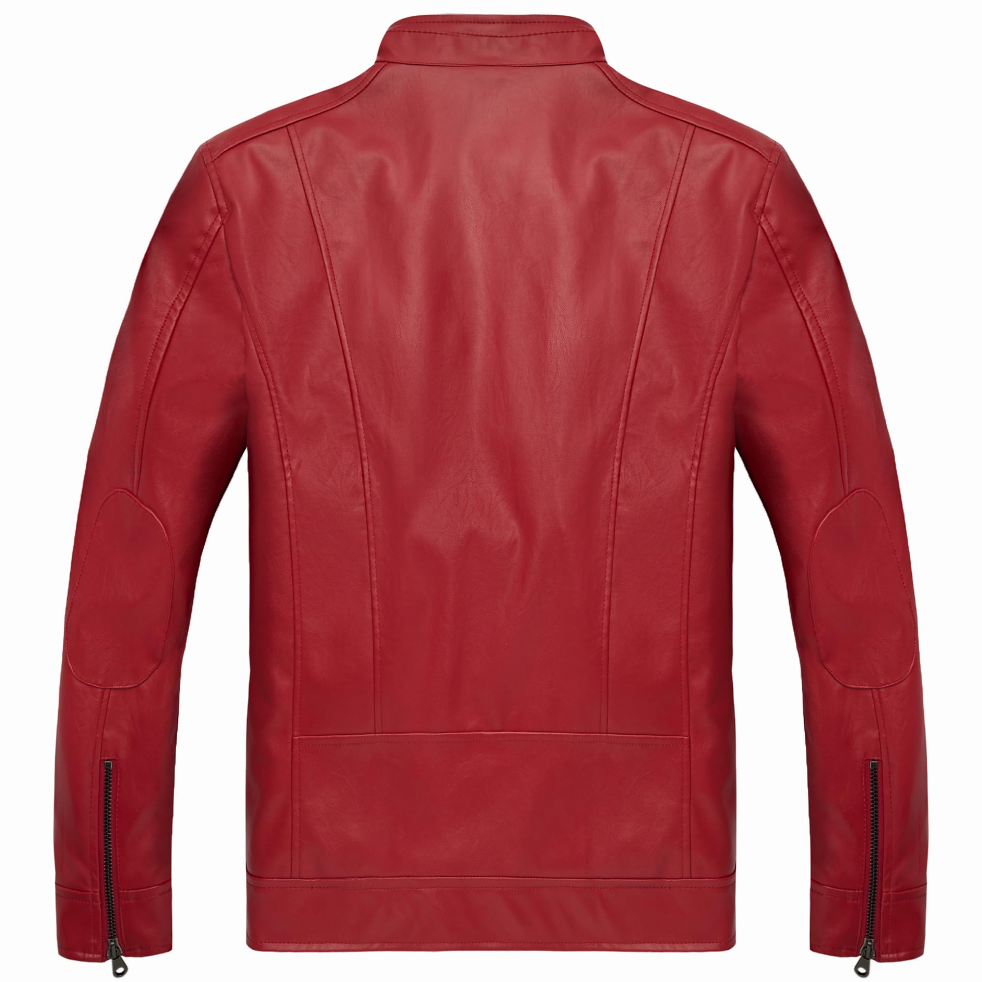 Men's Stand Collar Genuine Leather Jacket Motorcycle