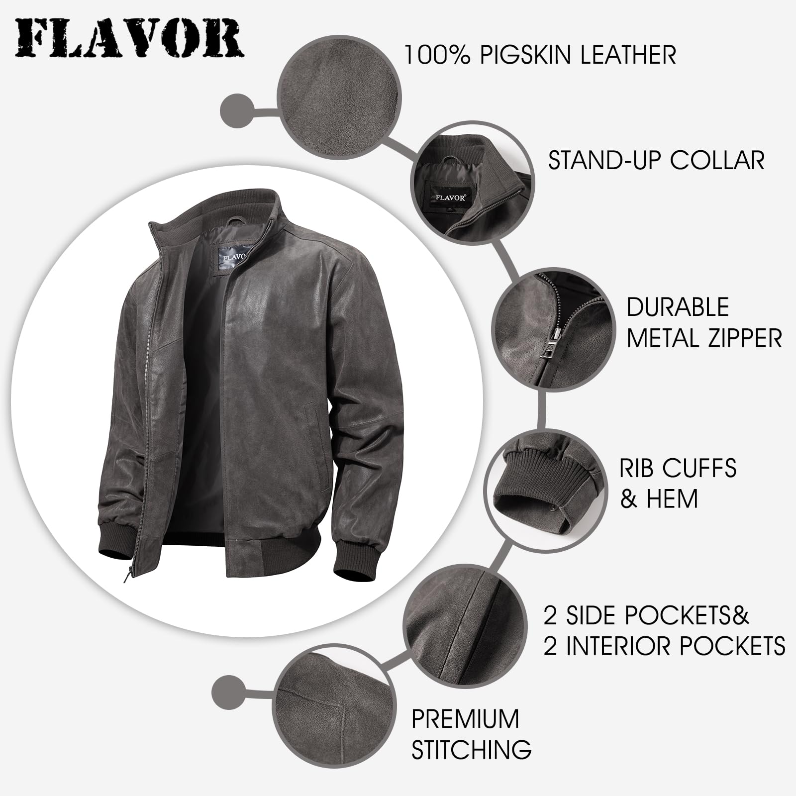 Men's Genuine Leather Bomber Casual Jacket