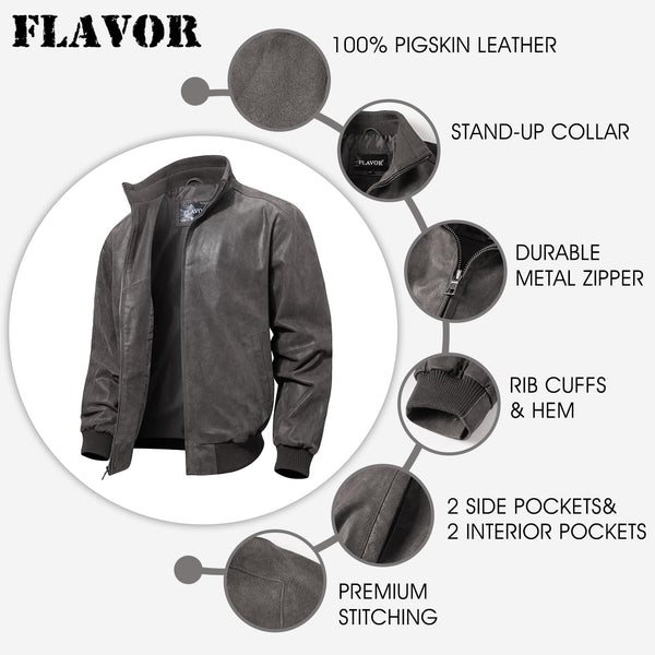 Men's Genuine Leather Bomber Casual Jacket