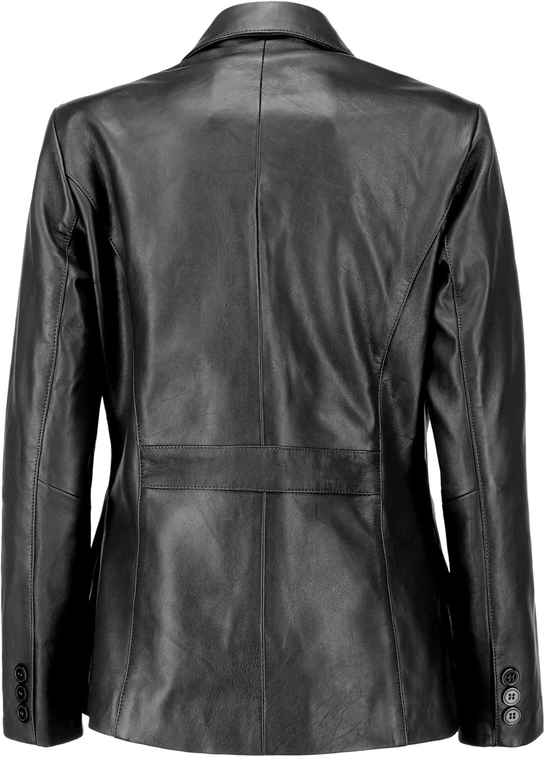 Jild Classic 2-Button Lambskin Leather Blazer Women - Casual Coat Long Sleeves Suit Style Leather Jacket Women