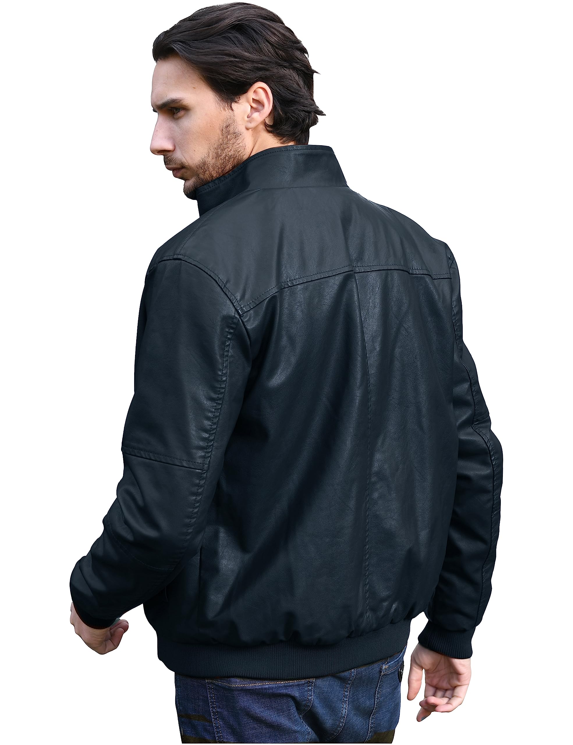 Men's Genuine Leather Jacket Slim Fit Motorcyle Coat Brown