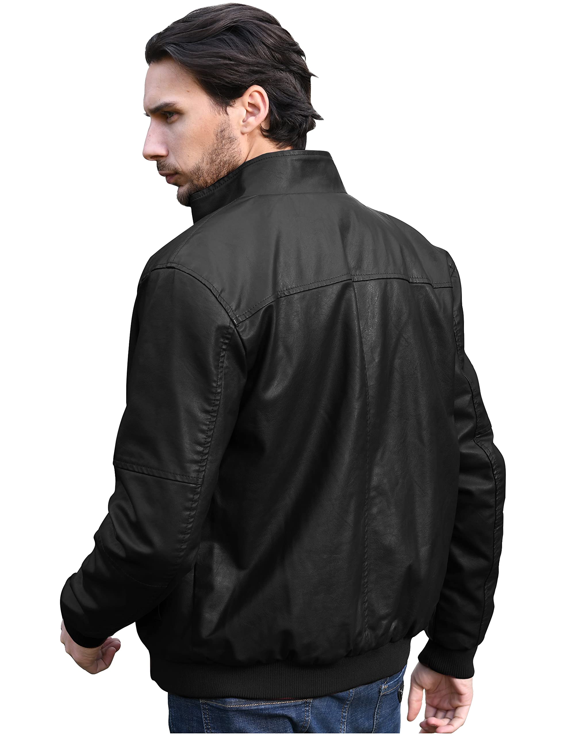 Men's Genuine Leather Jacket Slim Fit Motorcyle Coat Brown