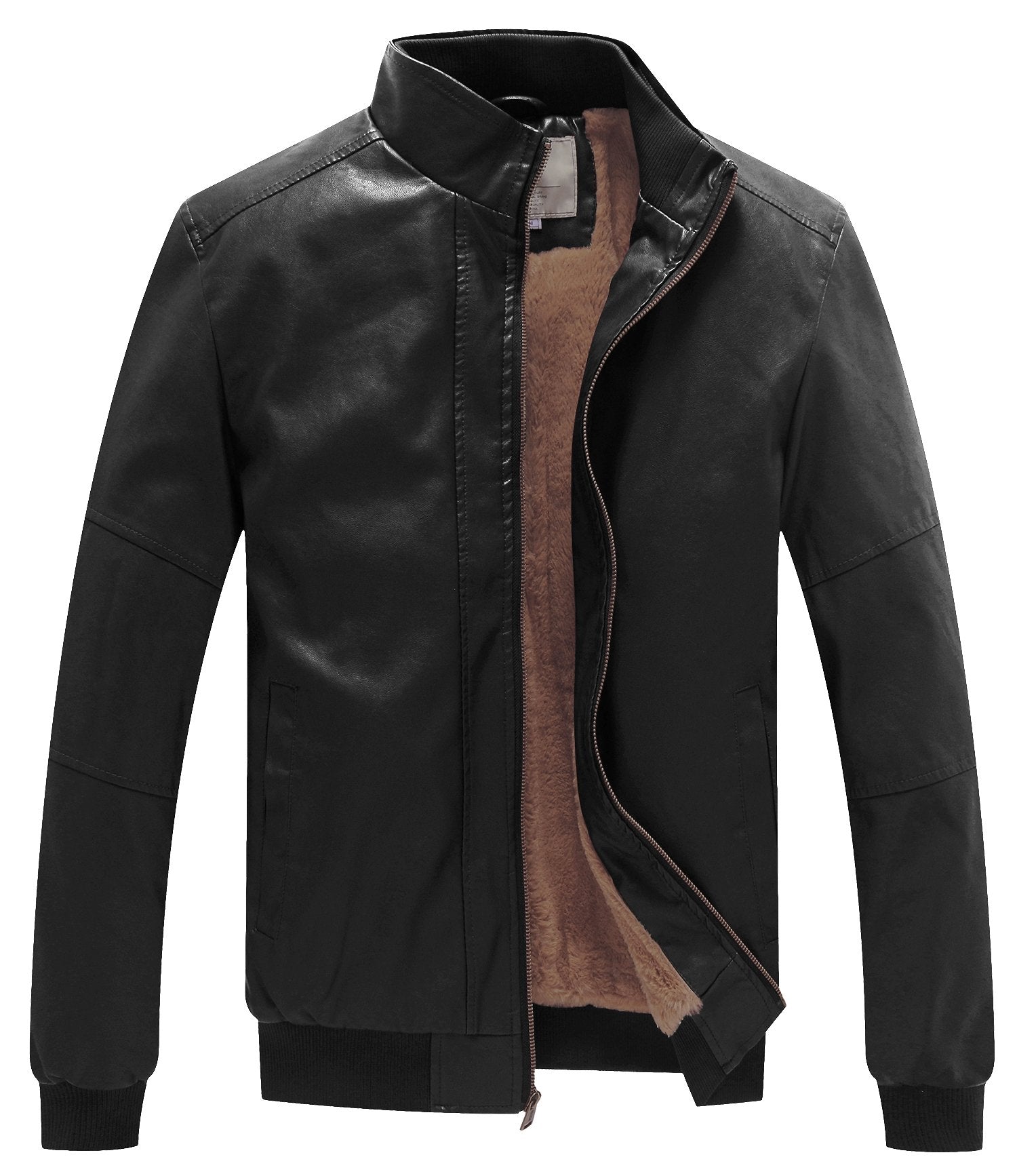 Men's Genuine Leather Jacket Slim Fit Motorcyle Coat Brown