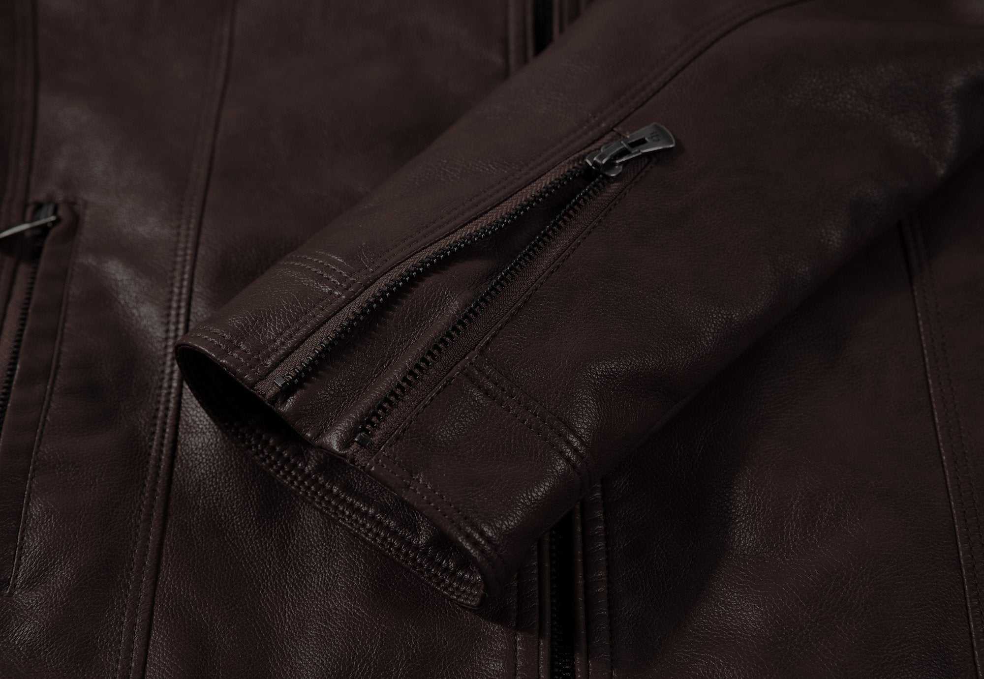 Men's Stand Collar Genuine Leather Jacket Motorcycle