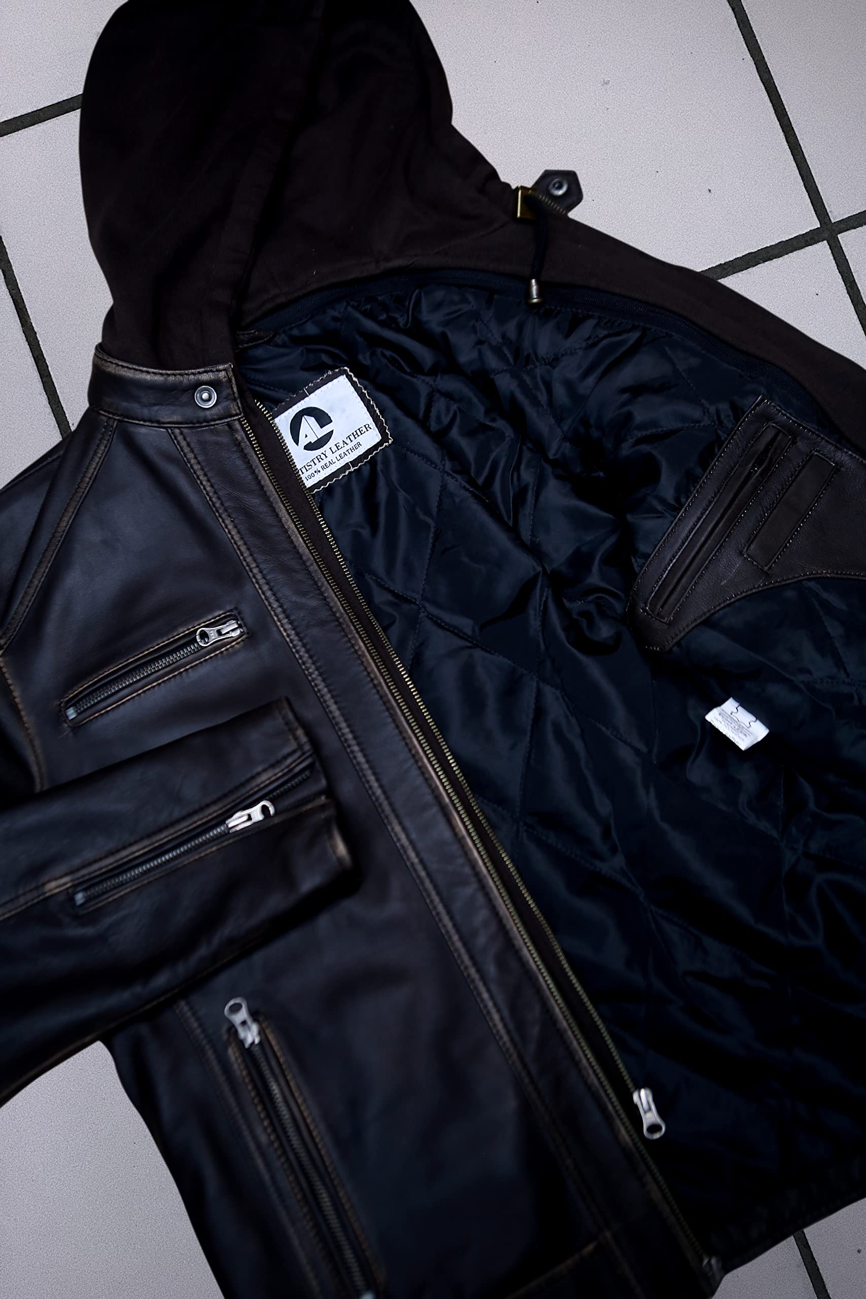 Men’s Genuine Lambskin Motorcycle Leather Jacket Black