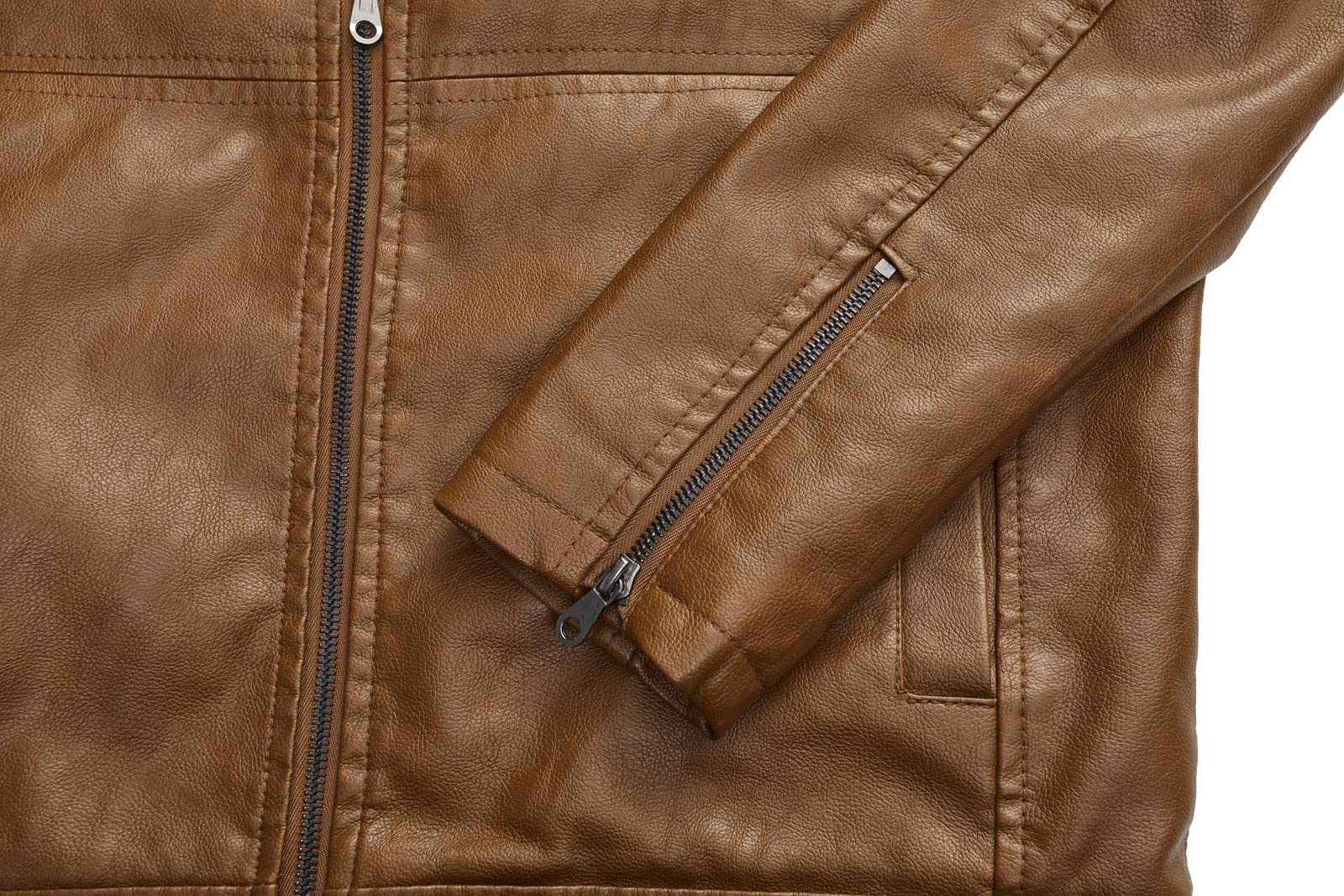 Men's Stand Collar Genuine Leather Jacket Motorcycle