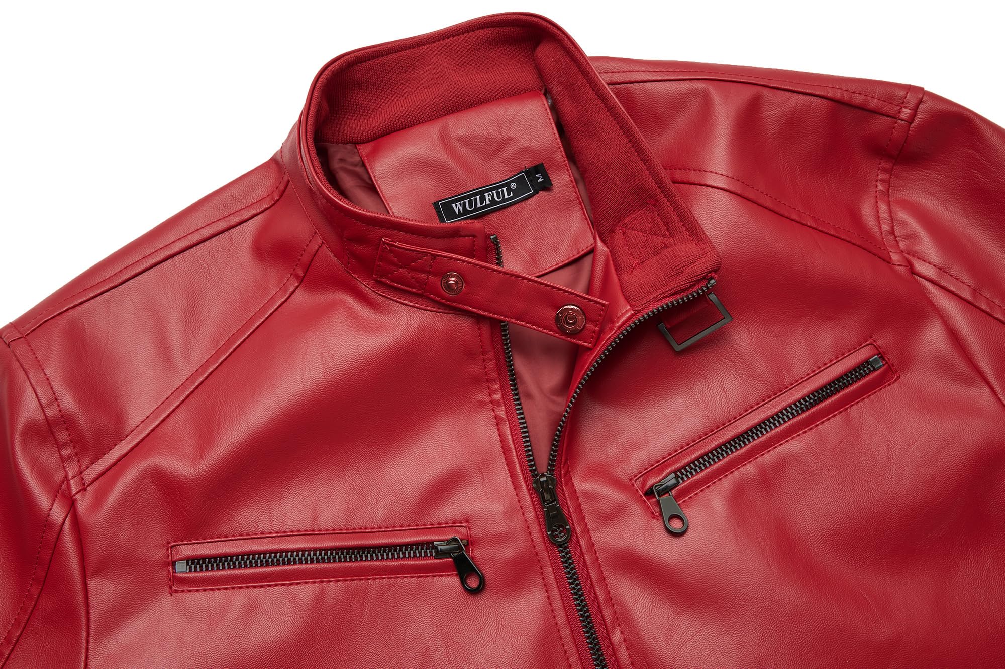 Men's Stand Collar Genuine Leather Jacket Motorcycle