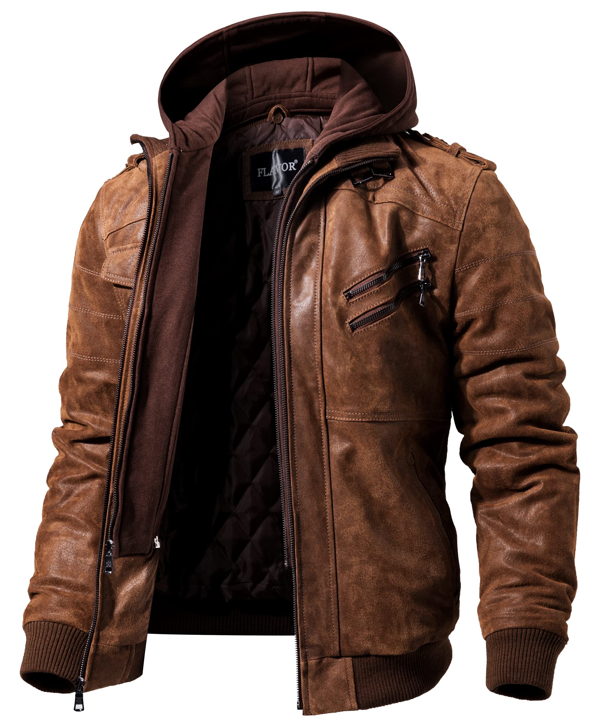 Men Brown Genuine Leather Motorcycle Jacket