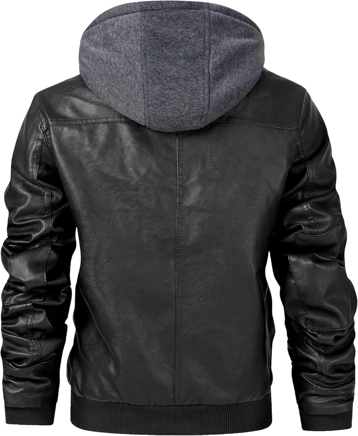 Men's Genuine Leather Jacket with Removable Hood