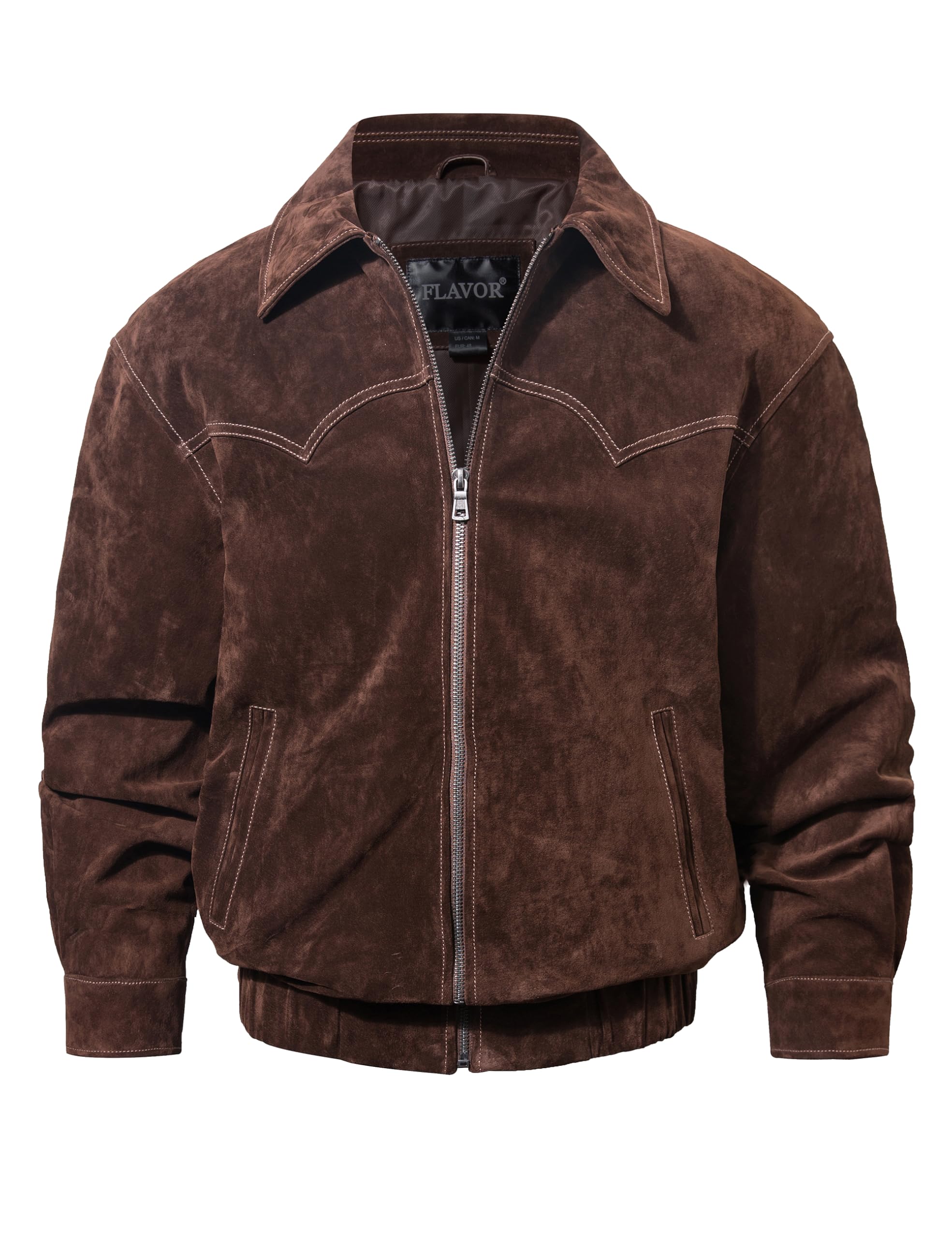 Men Genuine Leather Bomber Jacket Casual Fall Winter