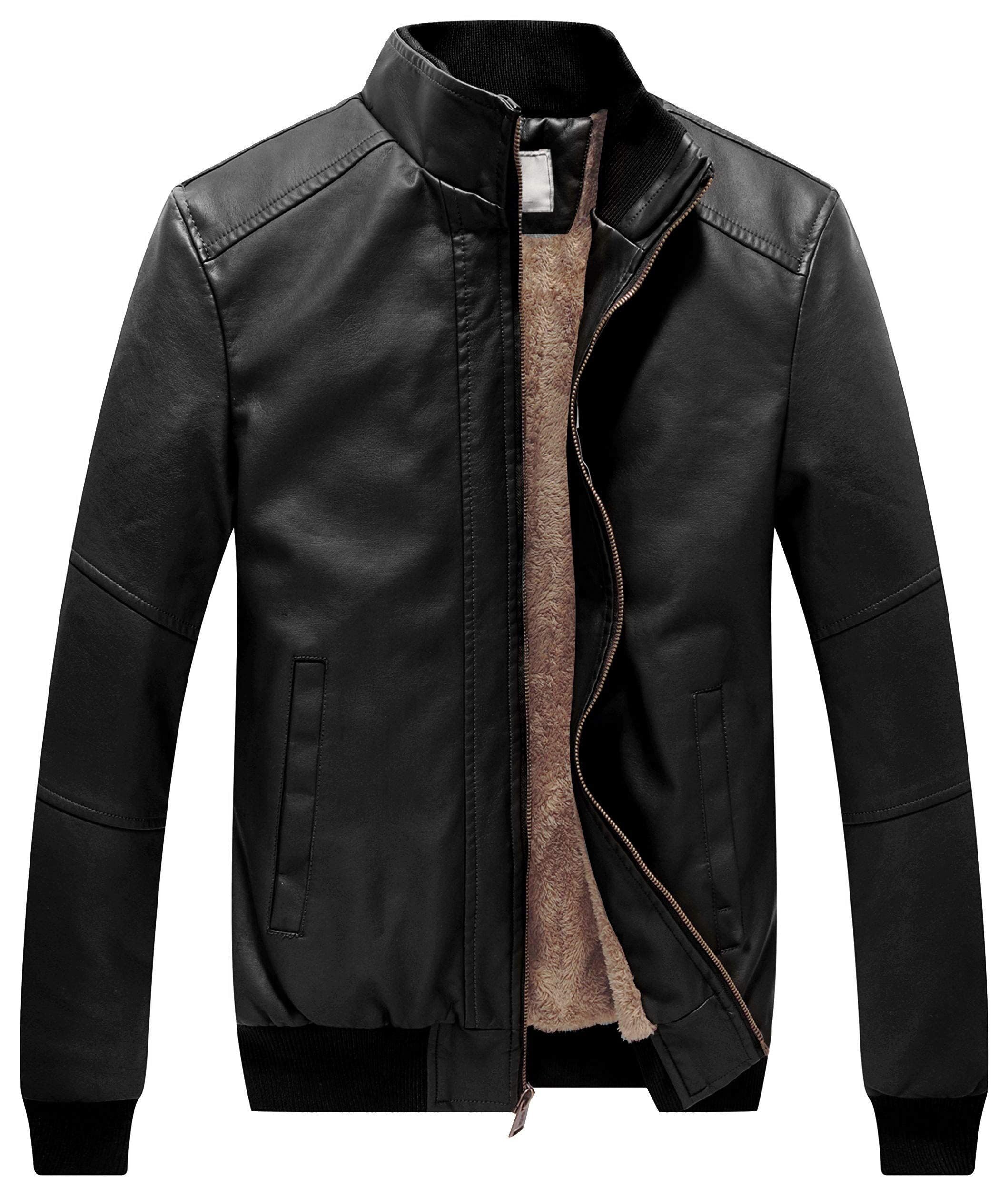 Men's Genuine Leather Jacket Slim Fit Motorcyle Coat Brown