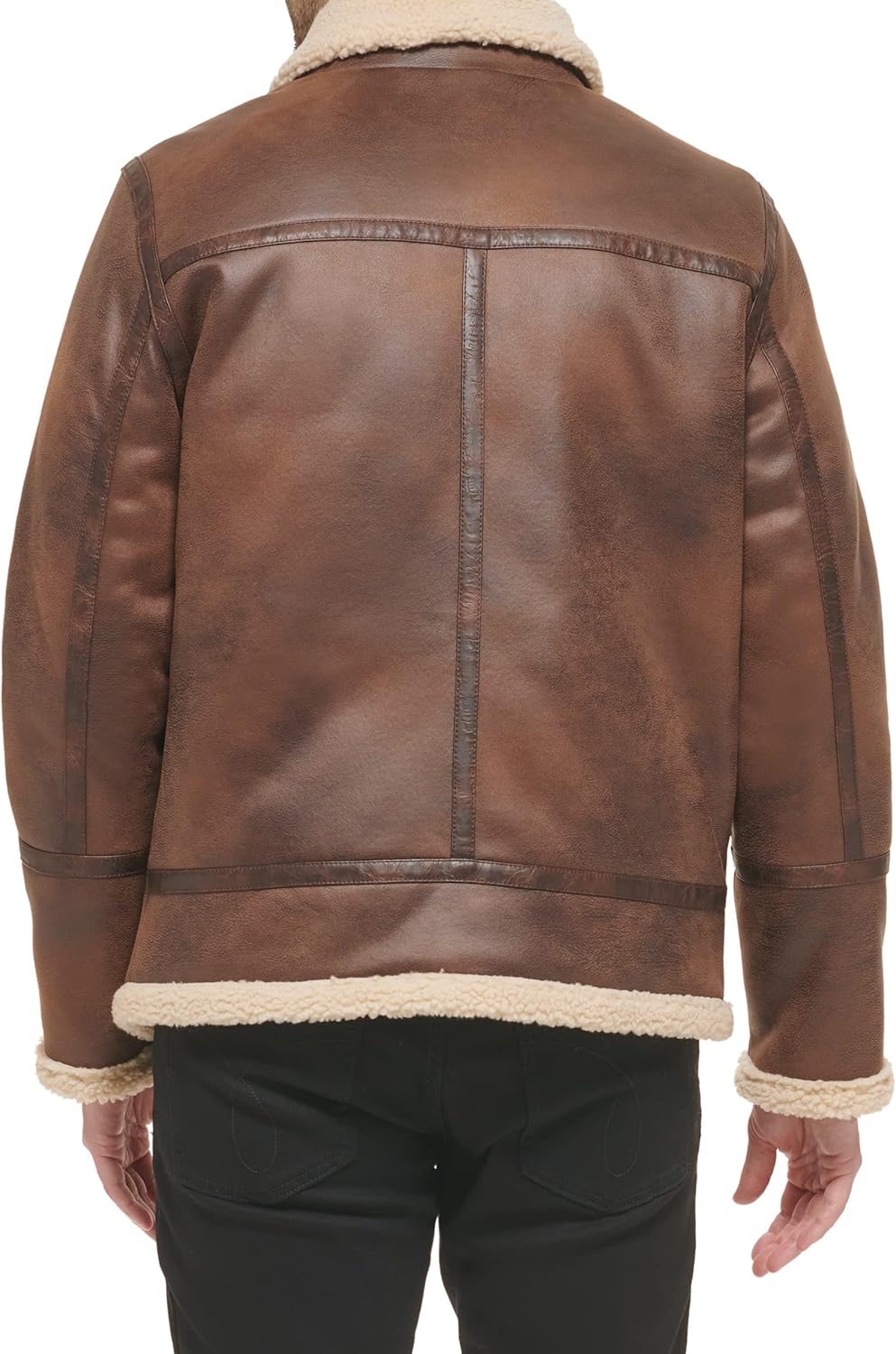 Calvin Klein Mens Faux Leather Jacket Men - Bomber Jacket With Shearling Lining