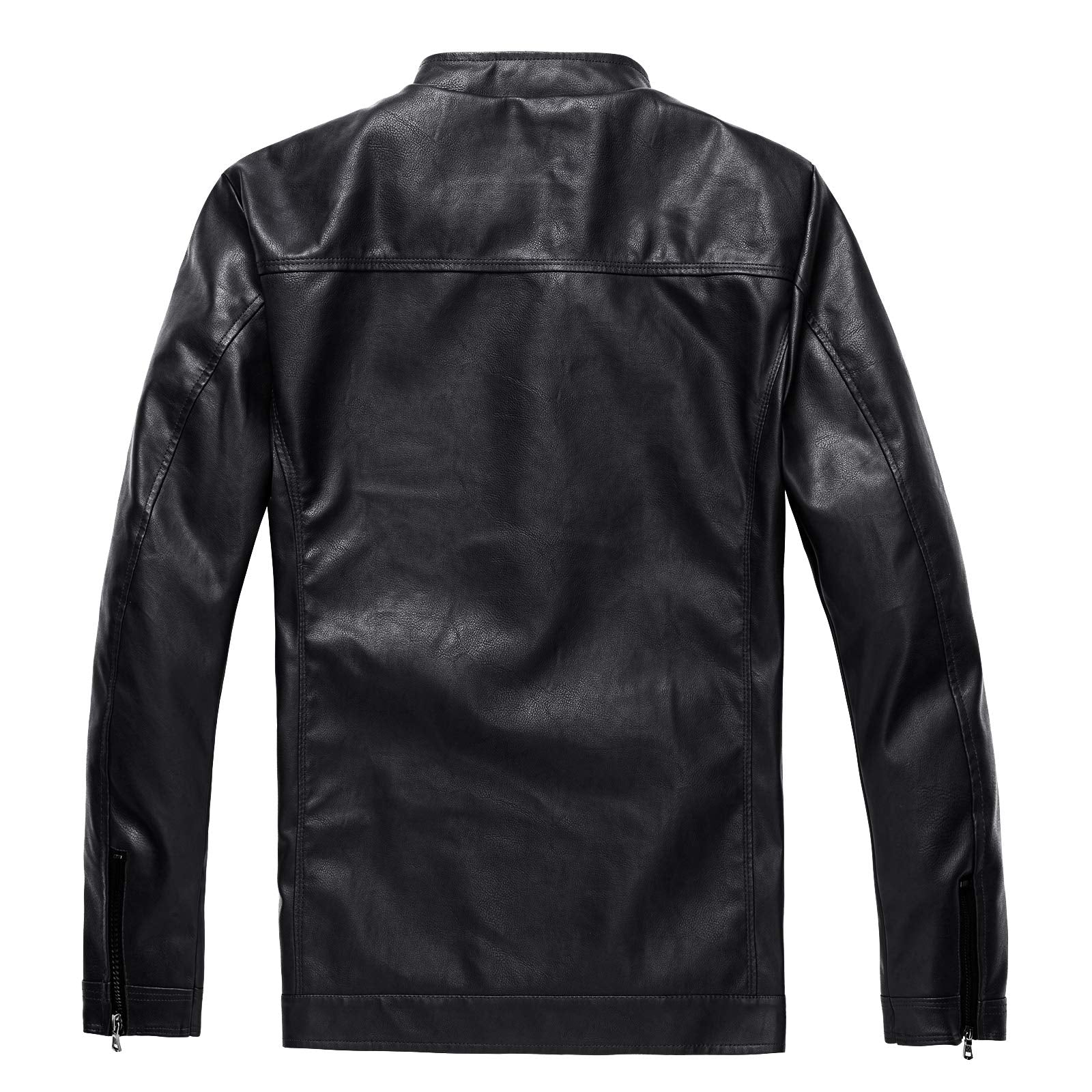 Men's Stand Collar Genuine Leather Jacket Motorcycle