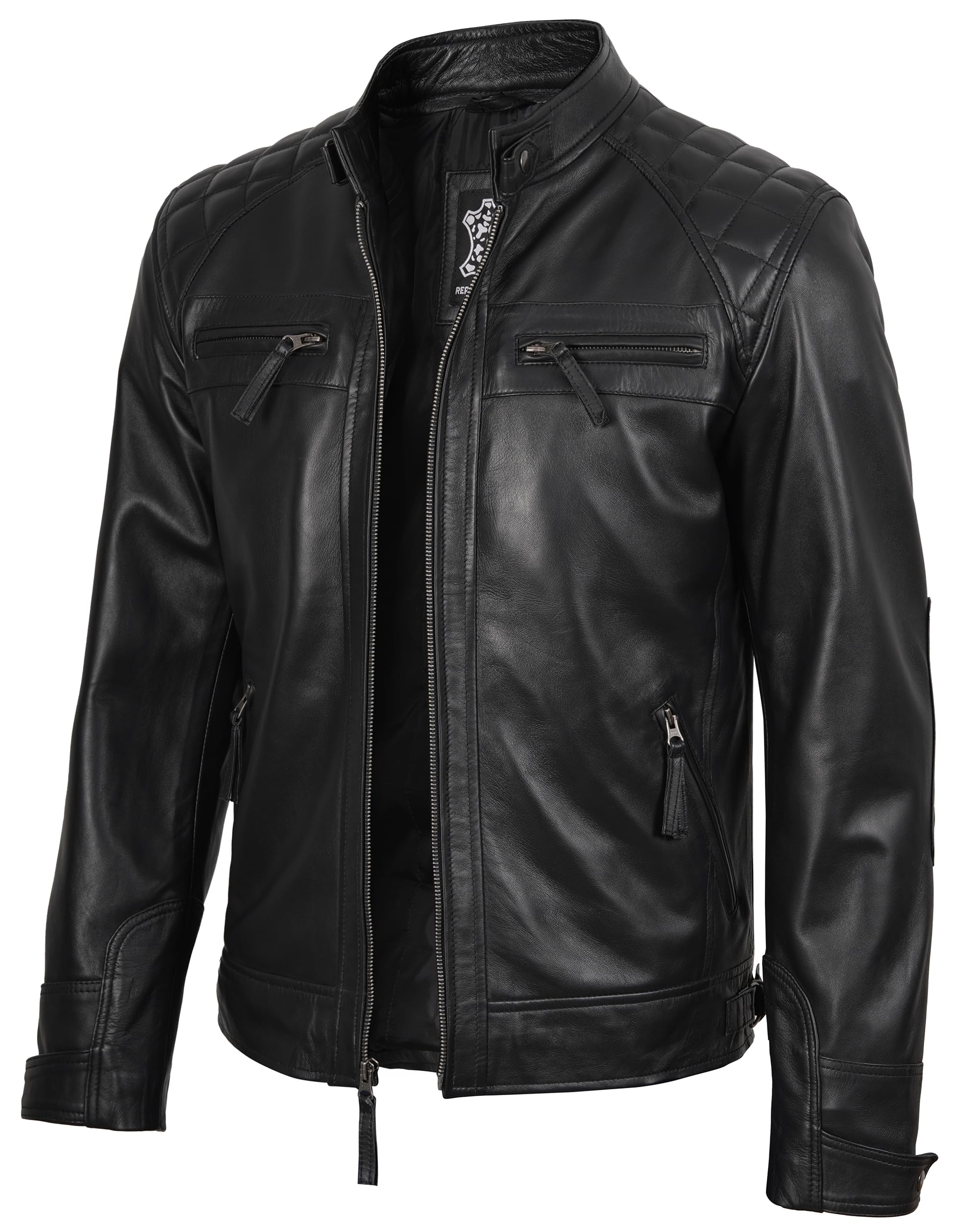 Blingsoul Leather Jacket Men - Quilted Cafe Racer Leather Jackets For Men