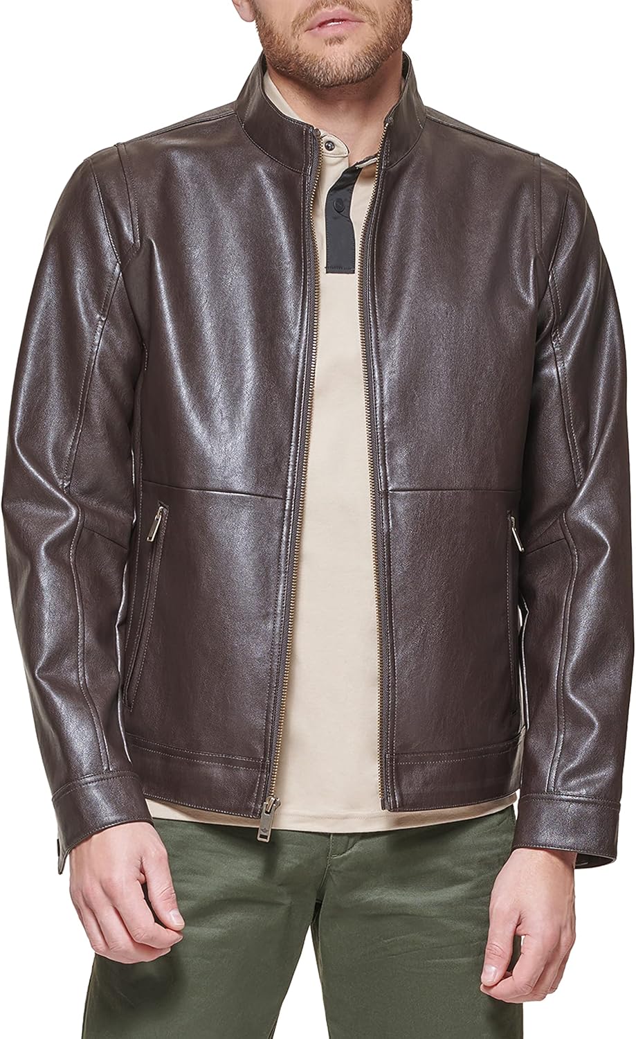 DOCKERS mens The Dylan Faux Leather Racer Jacket