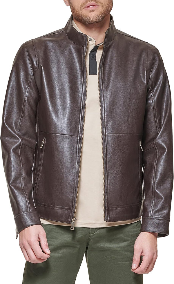 DOCKERS mens The Dylan Faux Leather Racer Jacket
