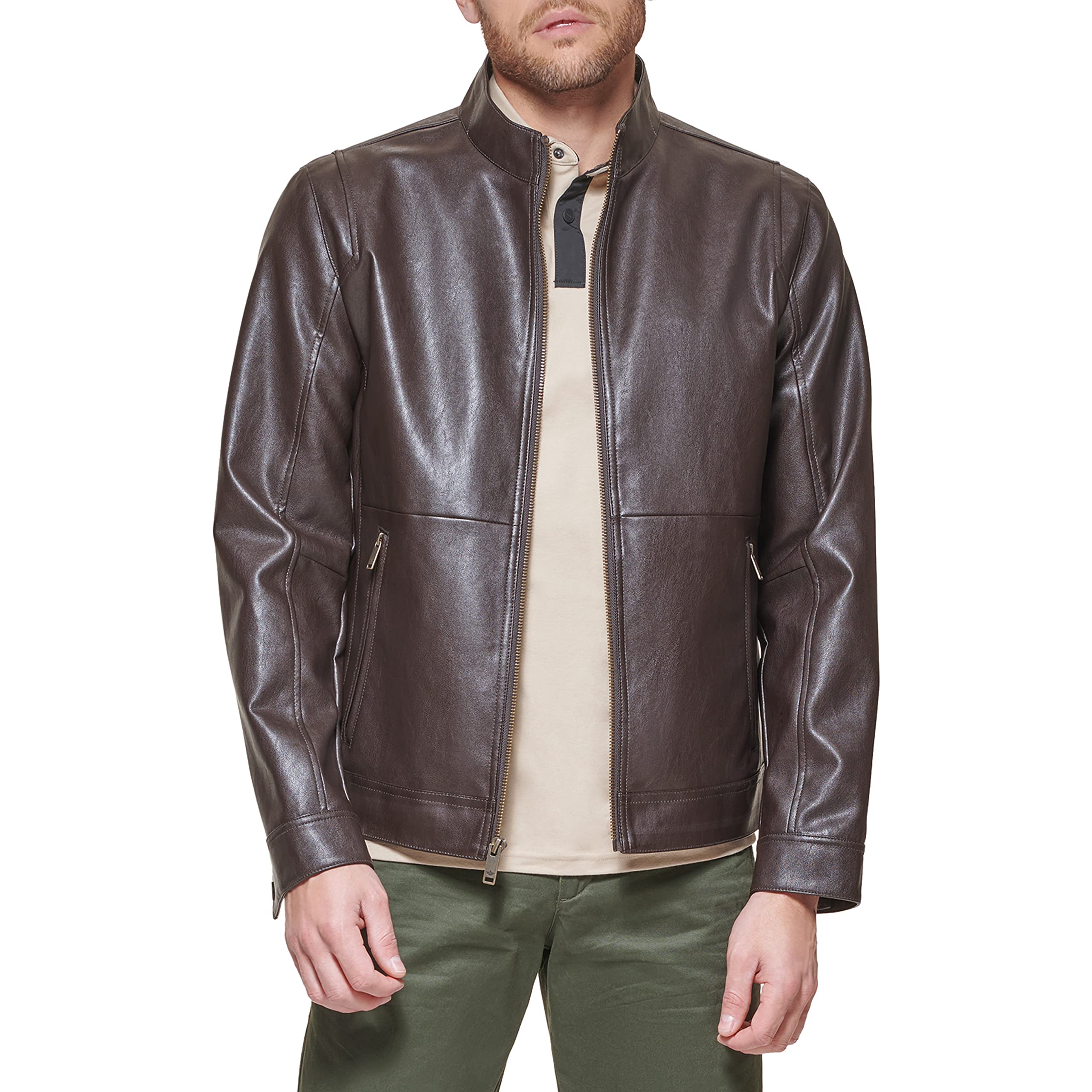 DOCKERS mens The Dylan Faux Leather Racer Jacket