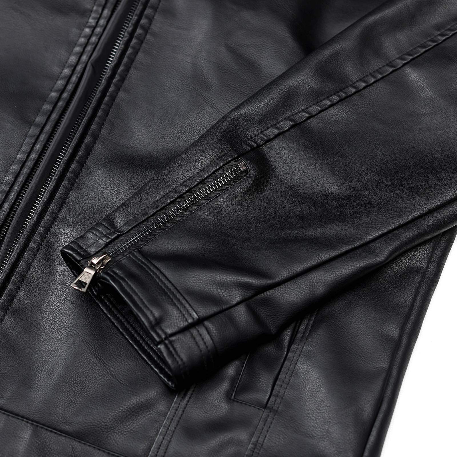 Men's Stand Collar Genuine Leather Jacket Motorcycle