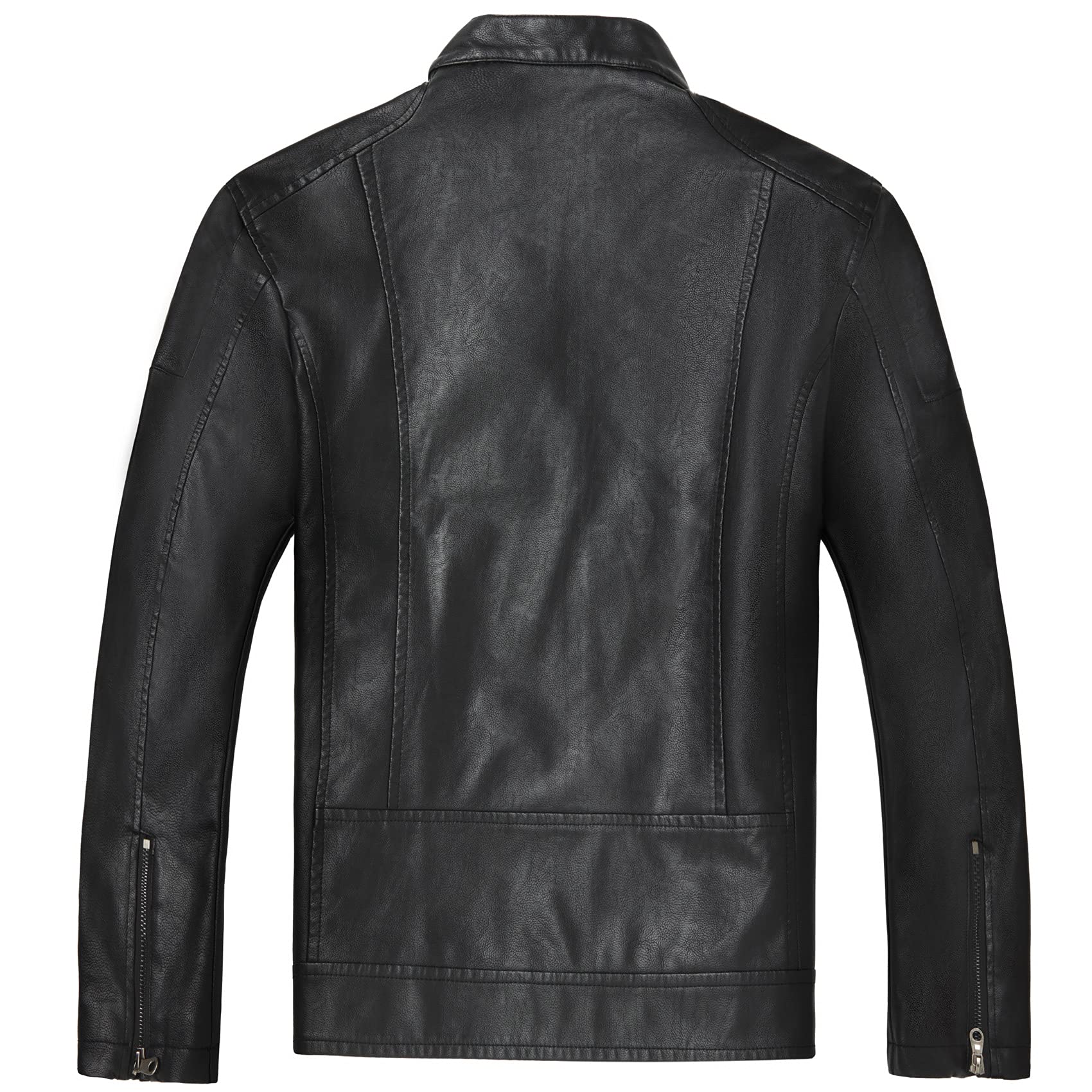 Men's Stand Collar Genuine Leather Jacket Motorcycle