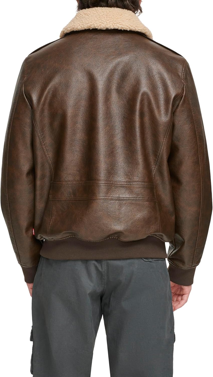 Levi's mens Levi's Men's Faux Leather Aviator Bomber Jacket With Sherpa Collar