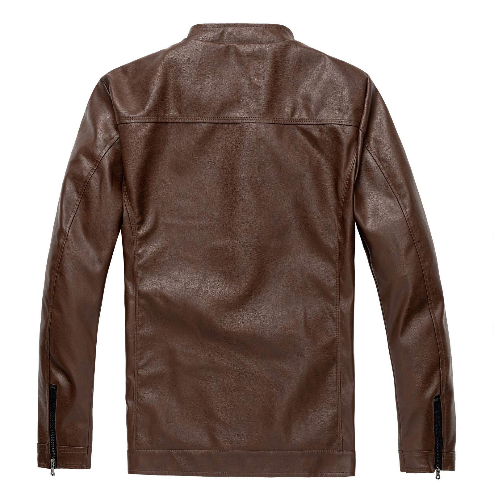Men's Stand Collar Genuine Leather Jacket Motorcycle