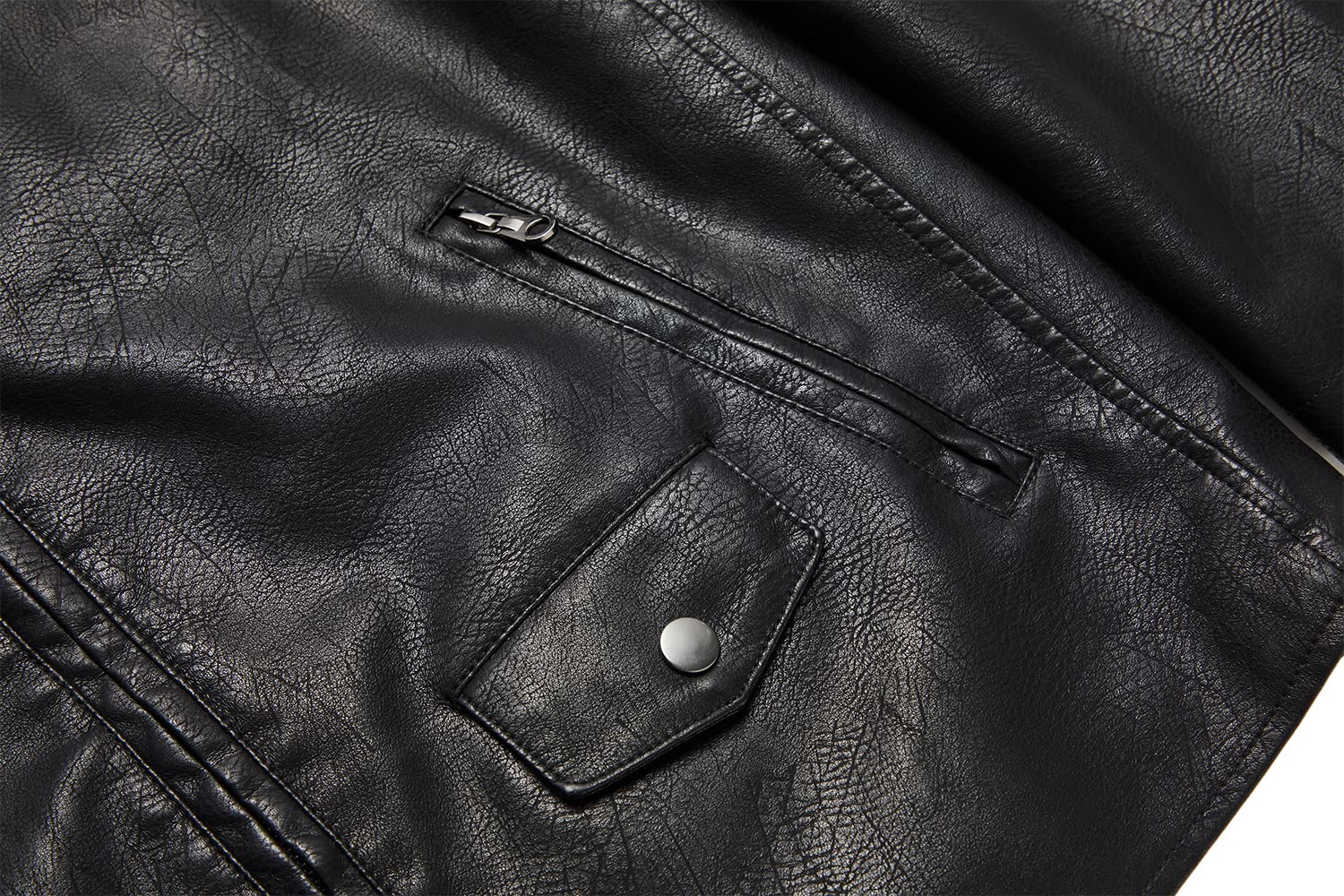 Men's Stand Collar Genuine Leather Jacket Motorcycle