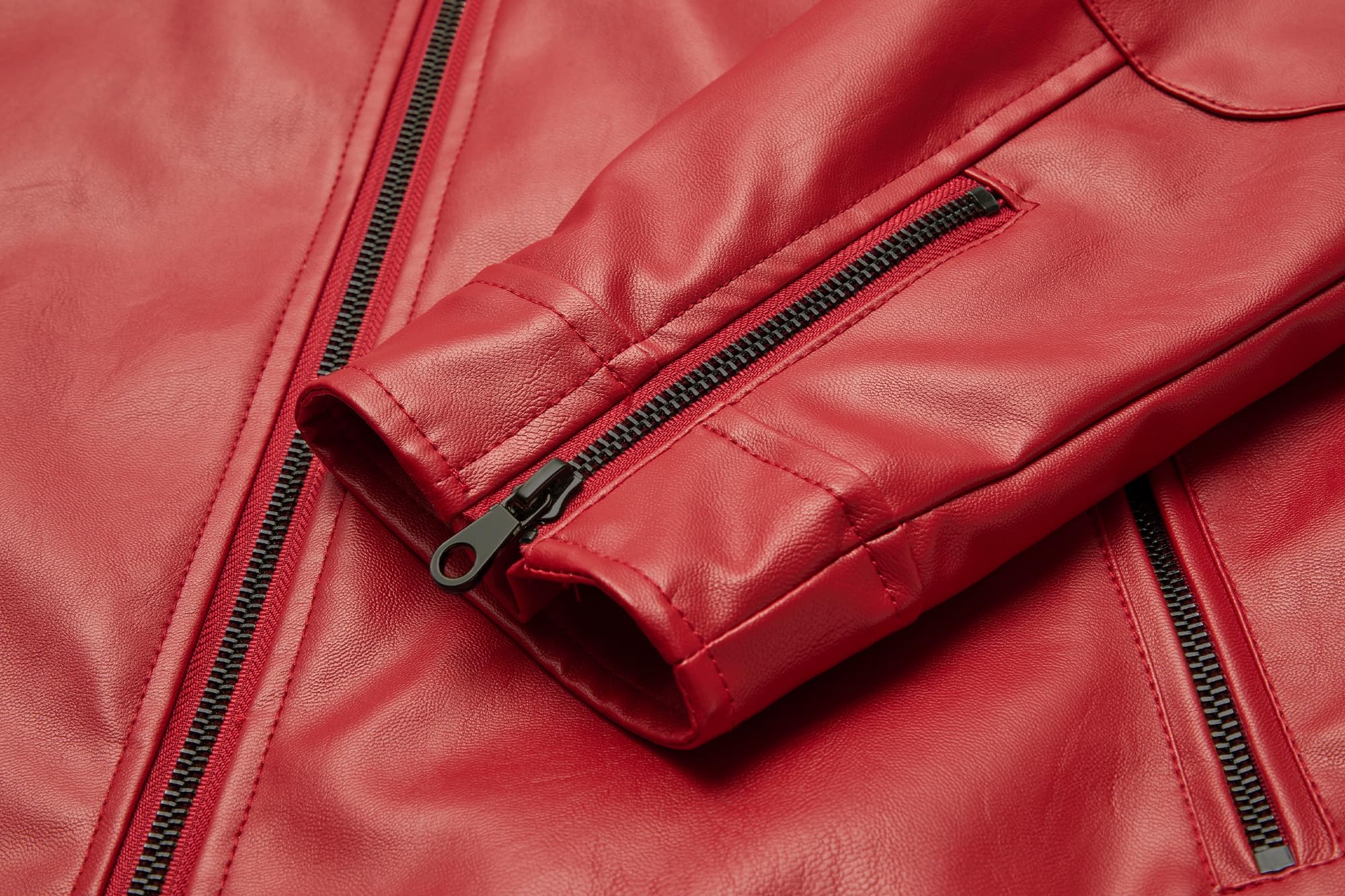 Men's Stand Collar Genuine Leather Jacket Motorcycle