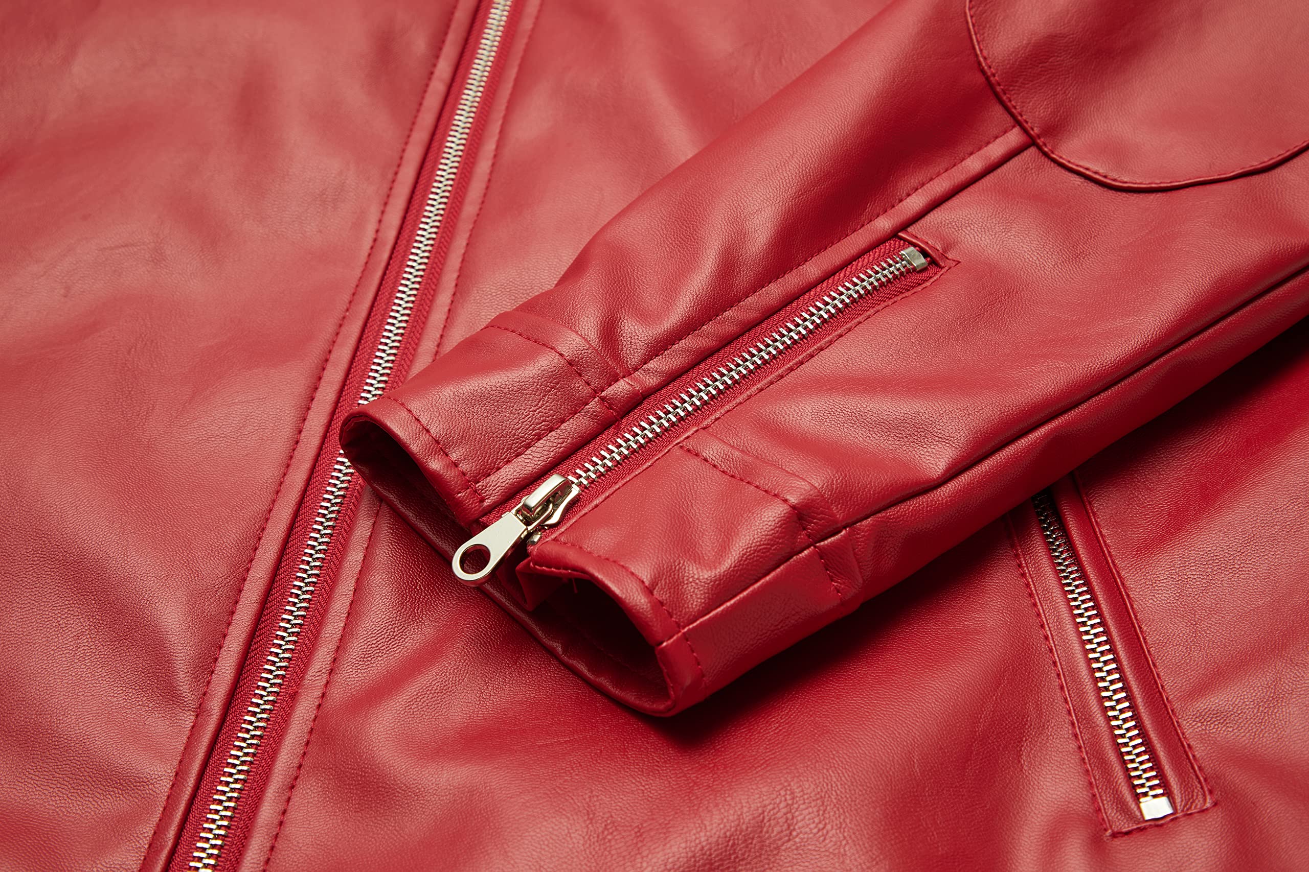 Men's Stand Collar Genuine Leather Jacket Motorcycle