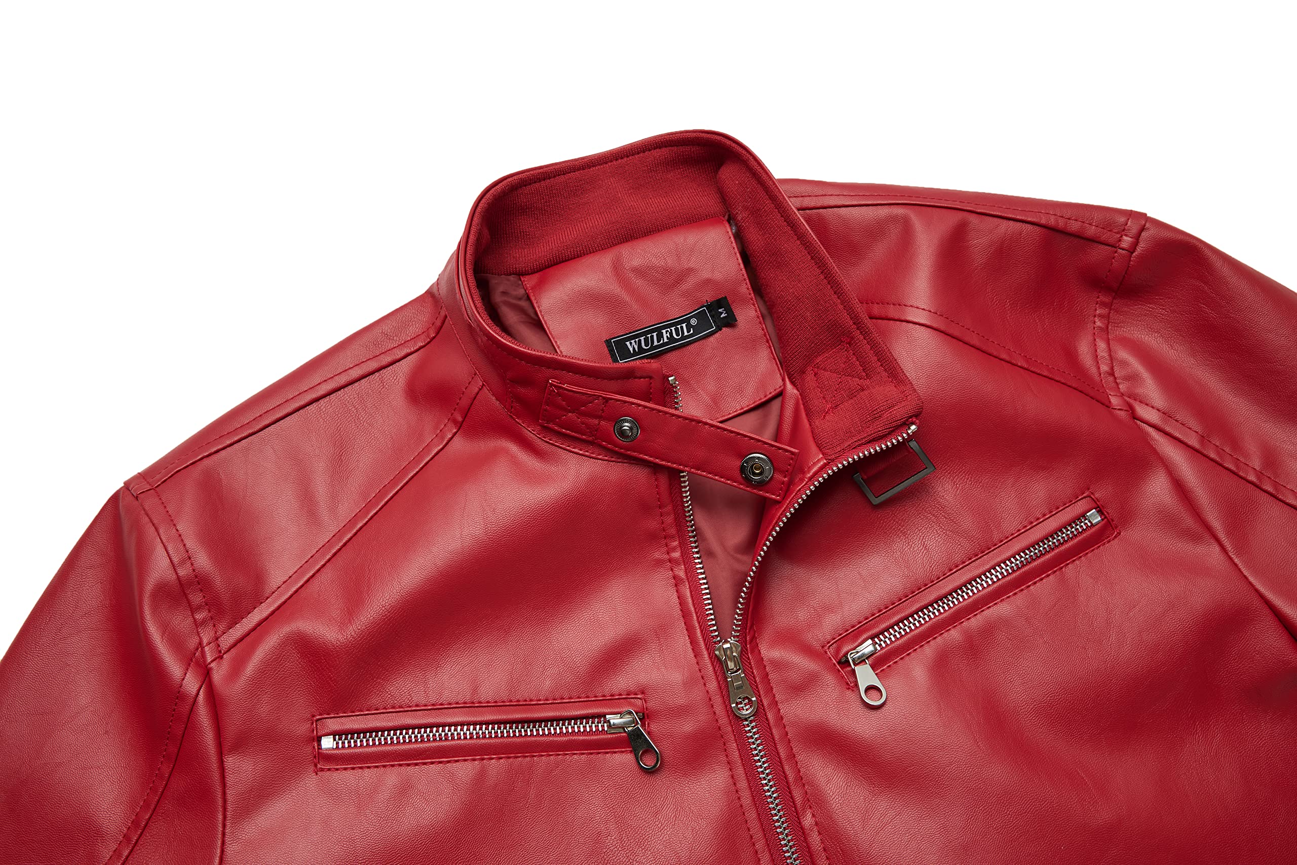 Men's Stand Collar Genuine Leather Jacket Motorcycle